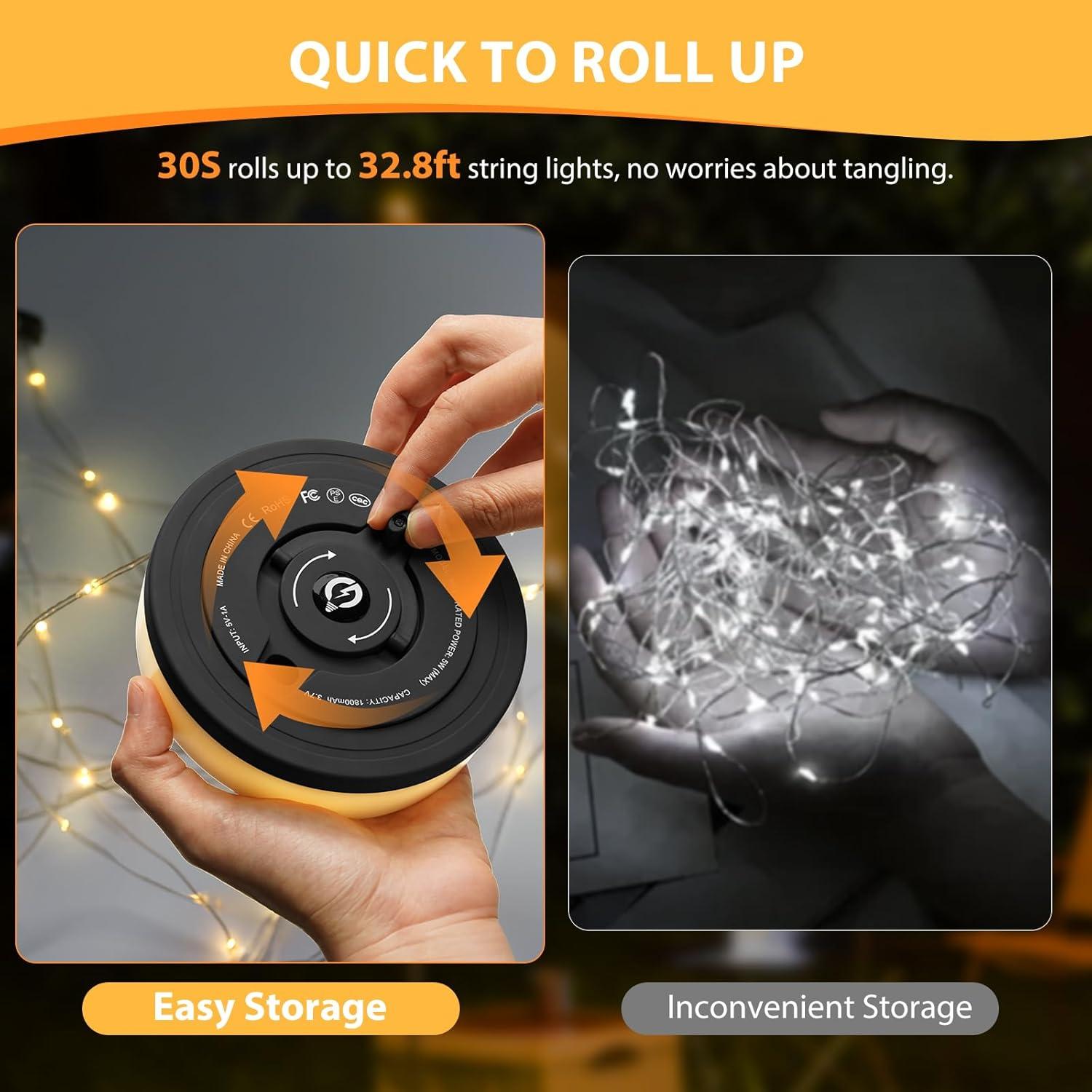 Luces de Camping Recargables UGDLUCK 10m 9 Modos IP4