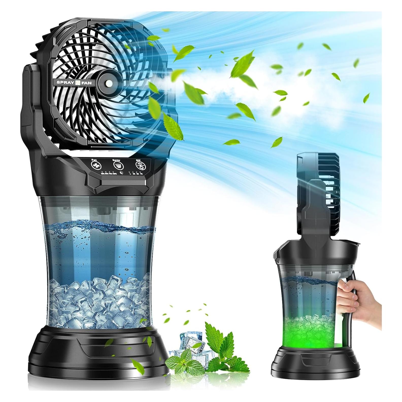 Ventilador Portátil JINLICTE 30000mAh con Rocío y Luz RGB