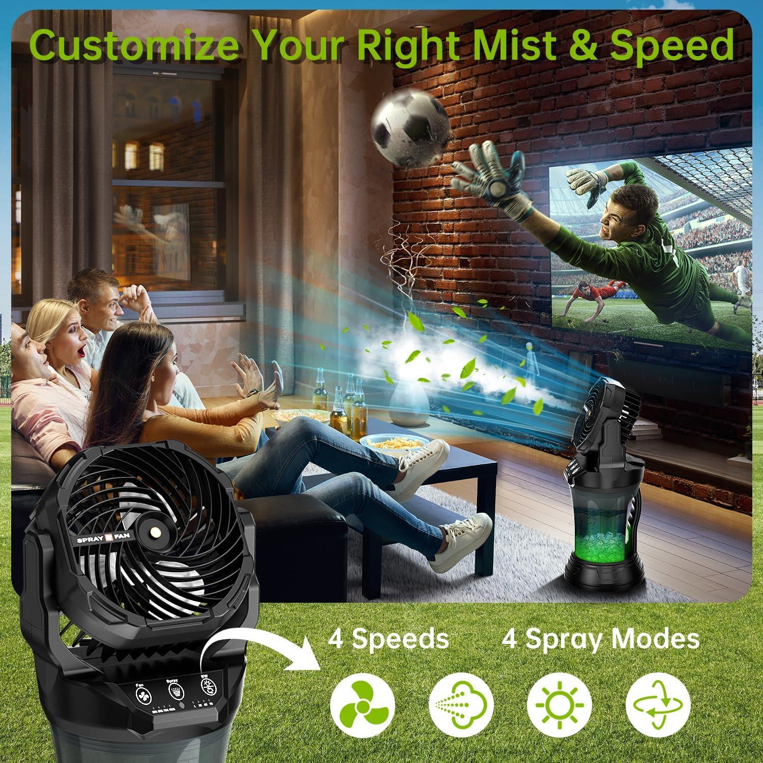 Ventilador Portátil JINLICTE 30000mAh con Rocío y Luz RGB