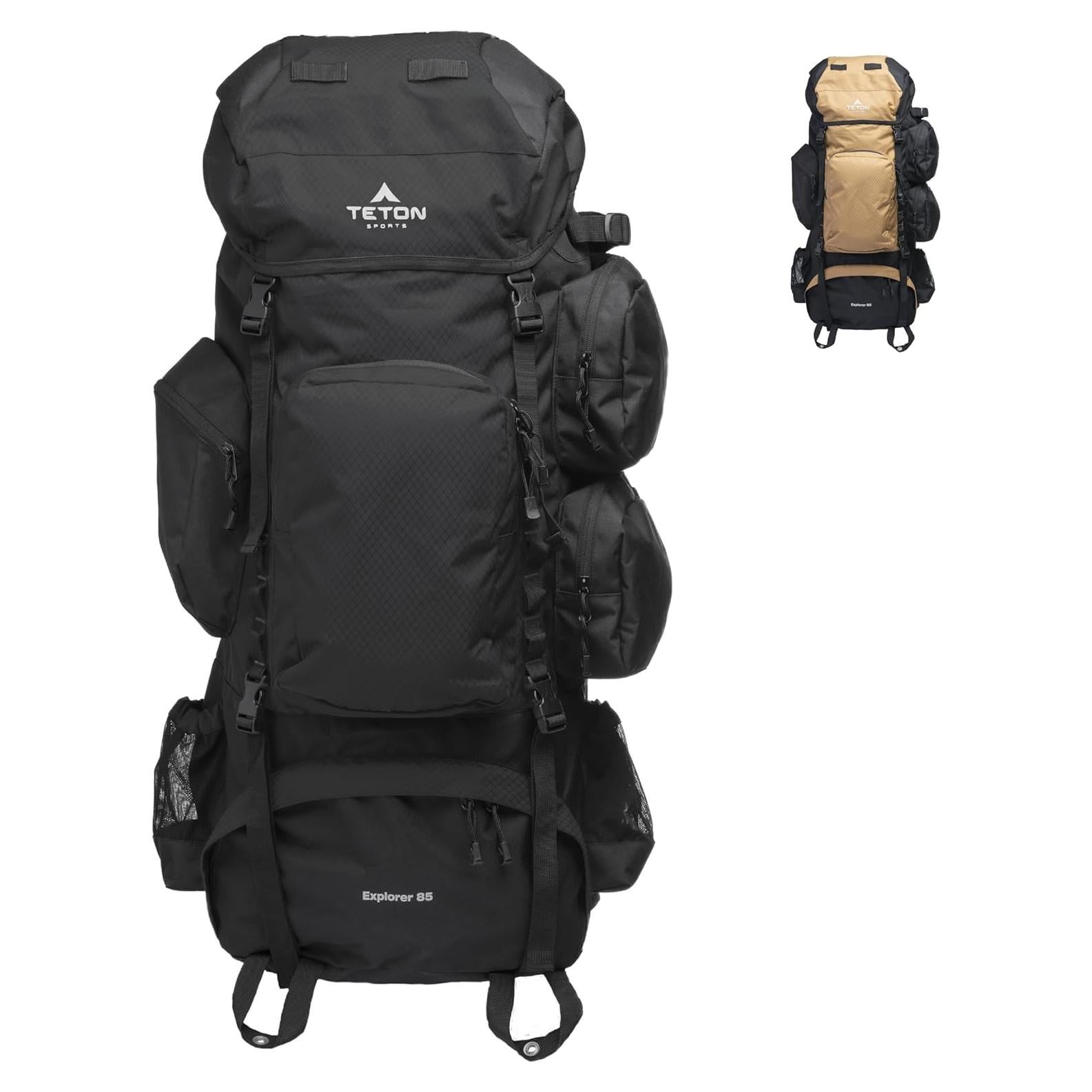 Mochila TETON Explorer 85L para Senderismo y Camping Negra