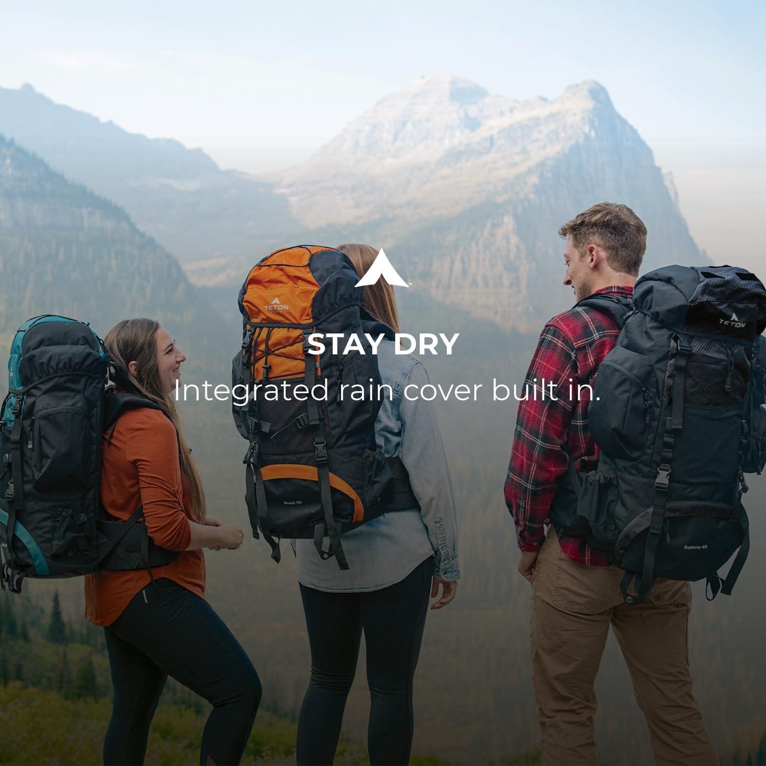 Mochila TETON Explorer 85L para Senderismo y Camping Negra