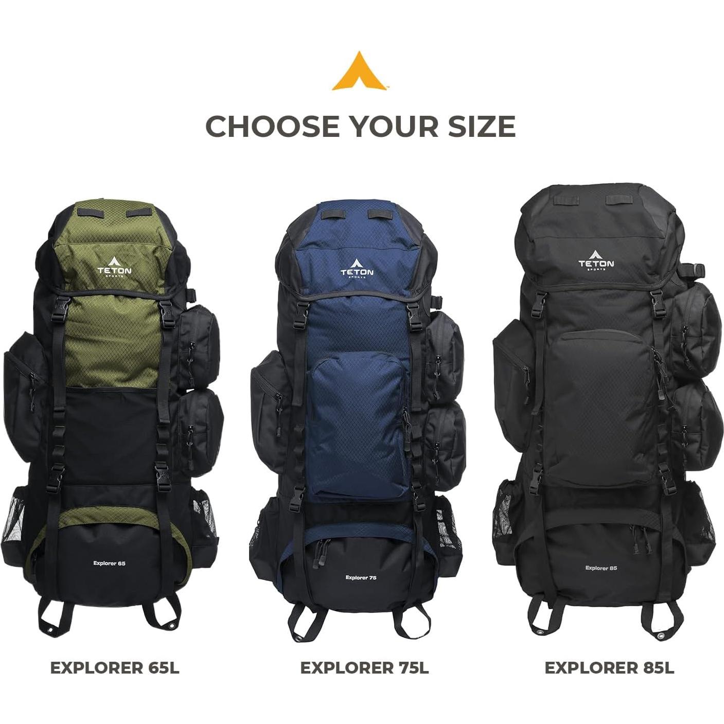 Mochila TETON Explorer 85L para Senderismo y Camping Negra
