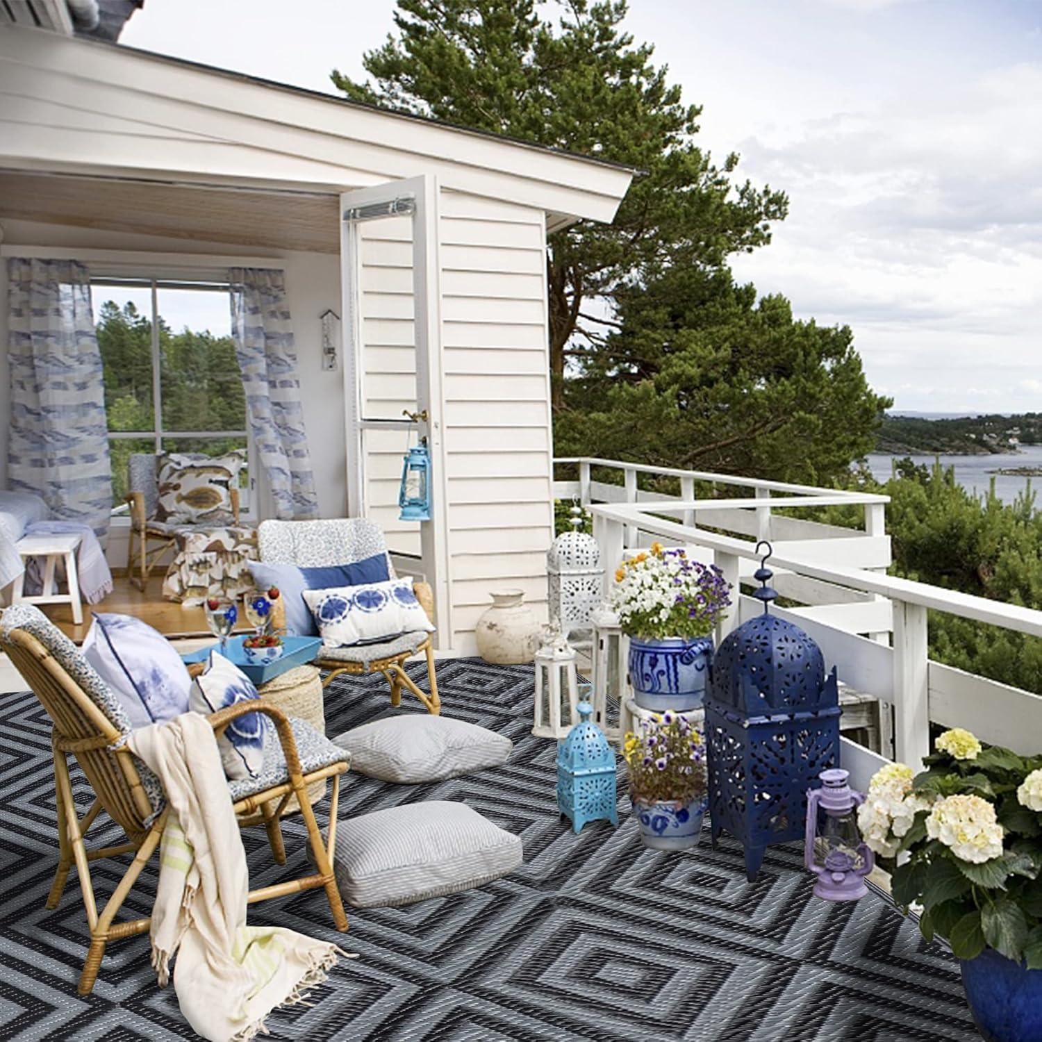 Alfombra de área Ridota 1.22x1.83m Reversible Geométrica