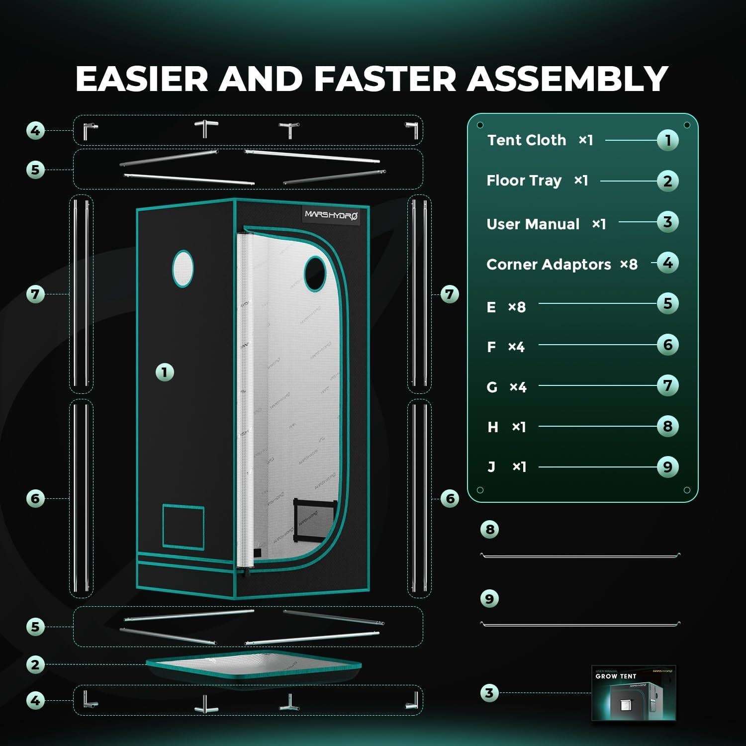 Tienda de Cultivo MARS HYDRO 68.58x68.58x160cm Mylar 1680D