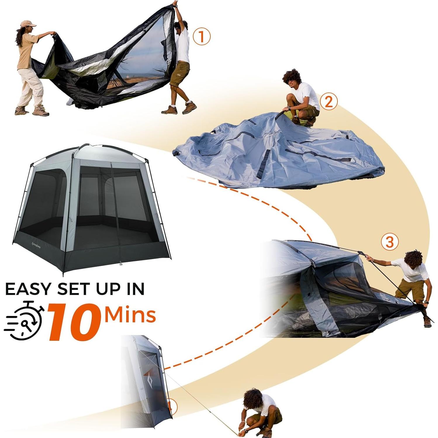 Carpa de Pantalla KingCamp 3.66m x 3.66m para 6-8 Personas