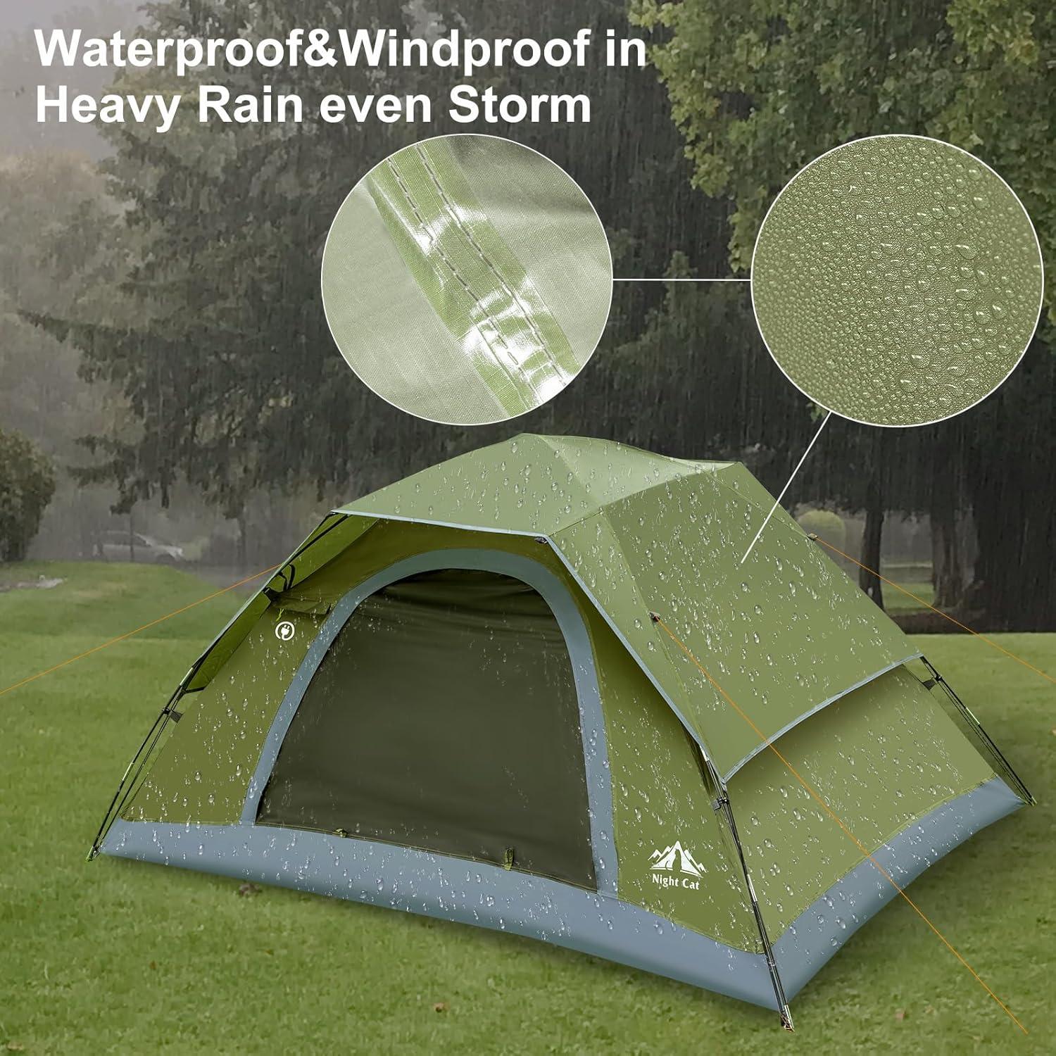 Tienda de Camping Mejorada Night Cat para 1-2 Personas Verde