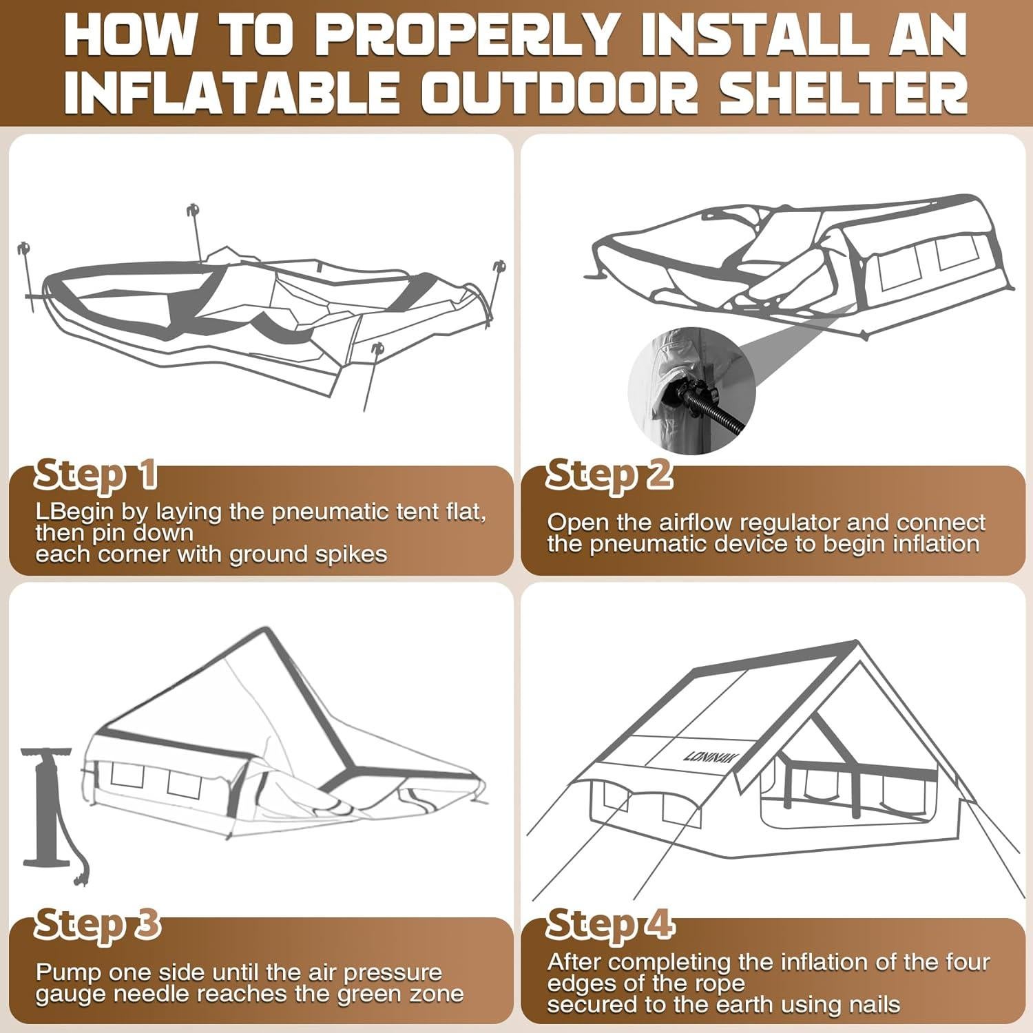 Tienda Inflable Loninak 6 Personas 6.1 m² Impermeable