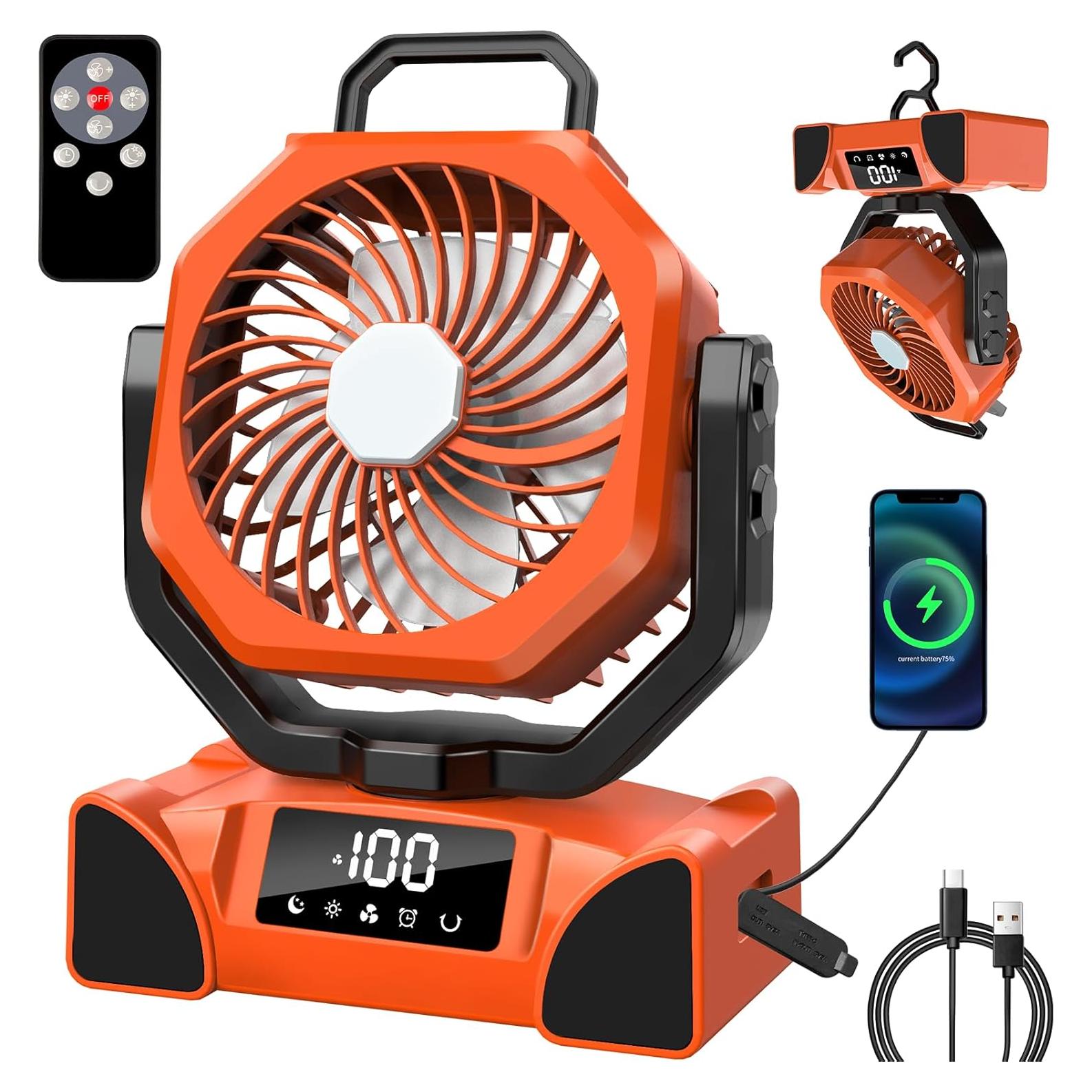 Ventilador de Camping LQTTEK Portátil 20000mAh con Control Remoto