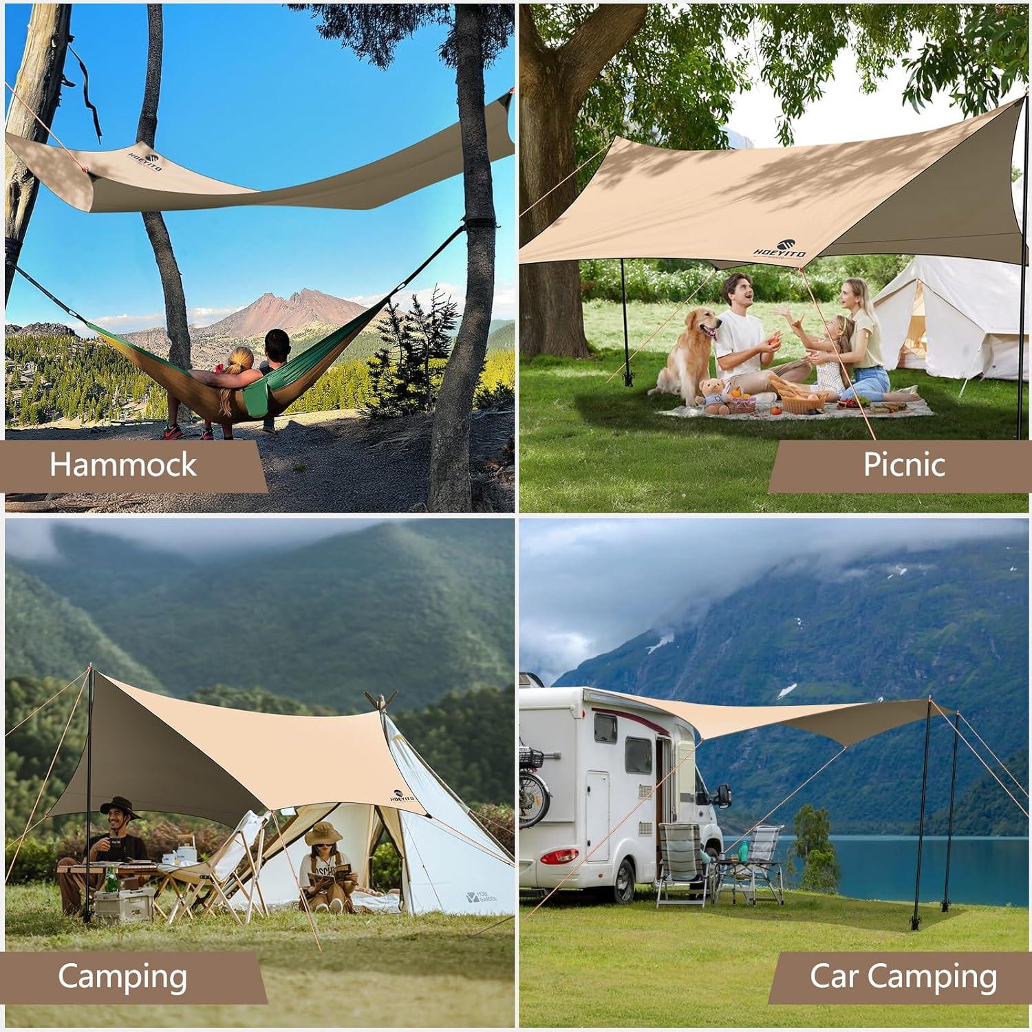 Toldo de Camping HOEYITO 4.57x3.81m Impermeable Anti-UV