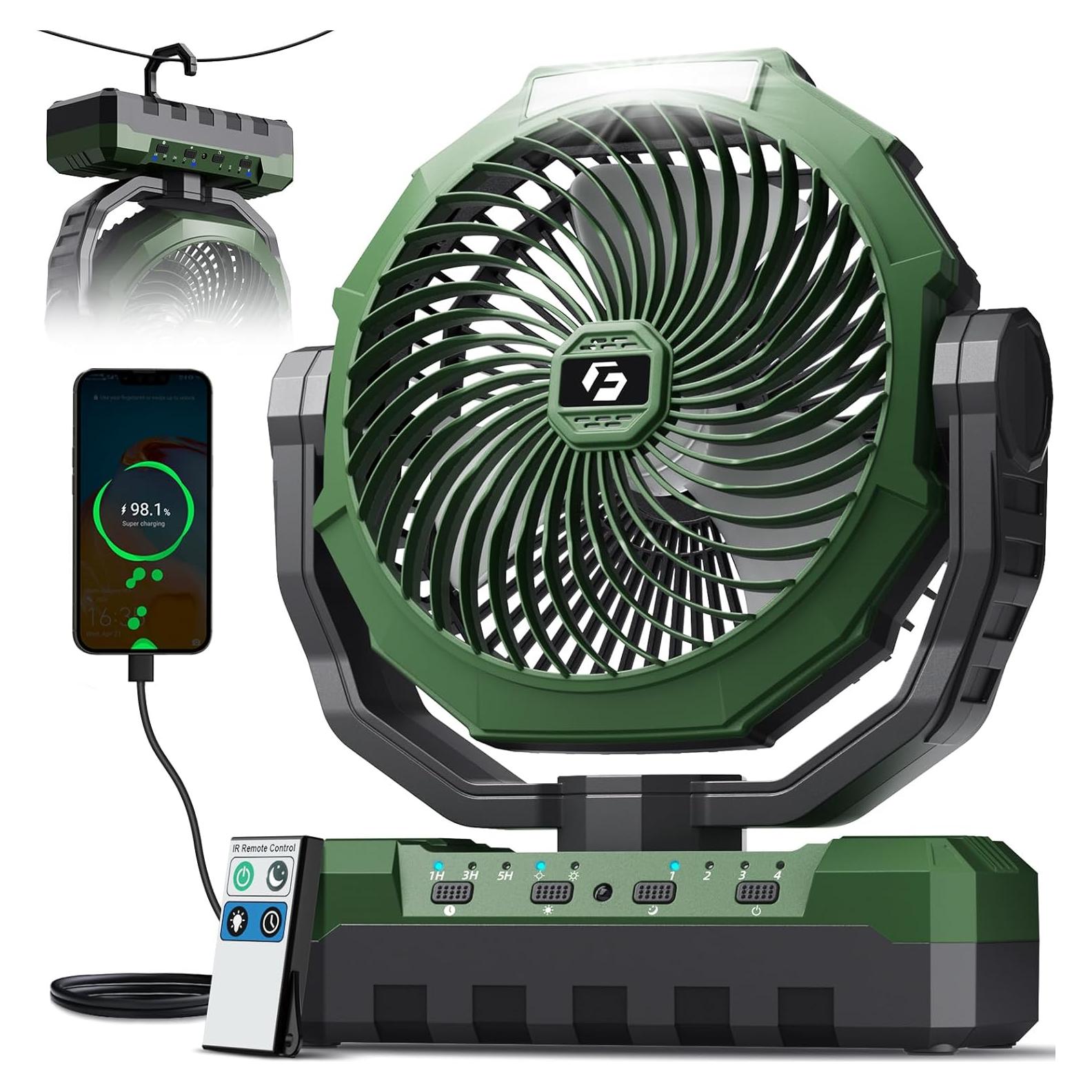 Ventilador Camping FRIZCOL 24000mAh Recargable con Luz LED