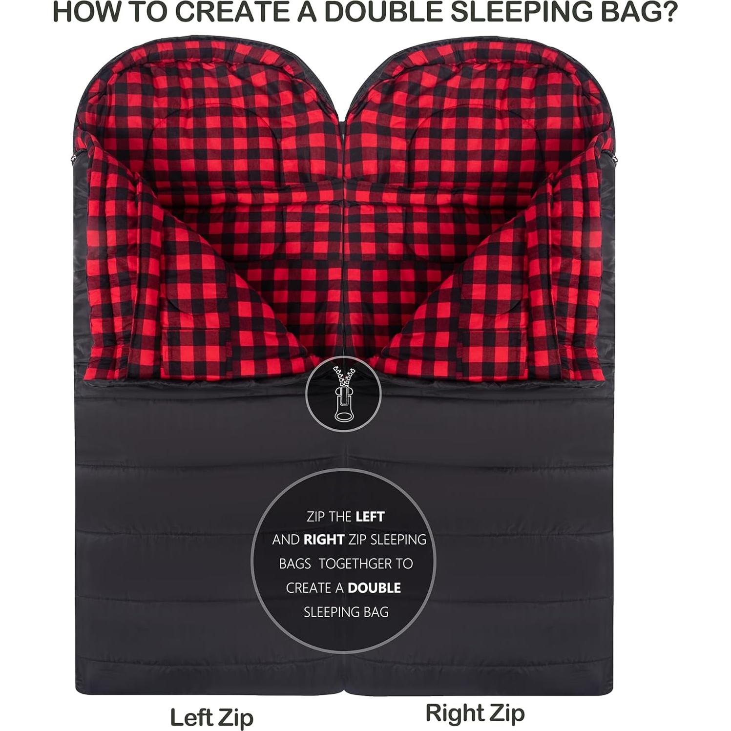 Saco de Dormir HiZYNICE 0°C Franela XXL Camping 228.6x99.1cm