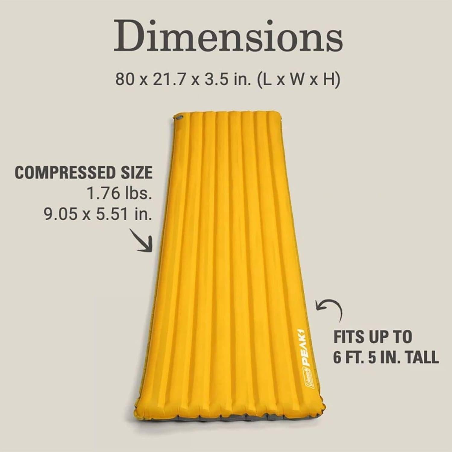 Colchón de Campamento Coleman PEAK1 Marigold 0.8 kg