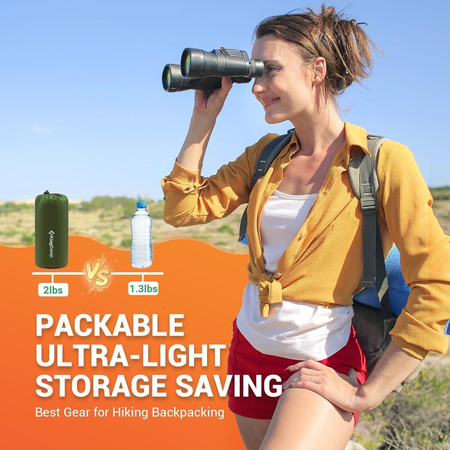 Colchón Inflable KingCamp KM2401 Verde 196x69x6 cm con Almohada