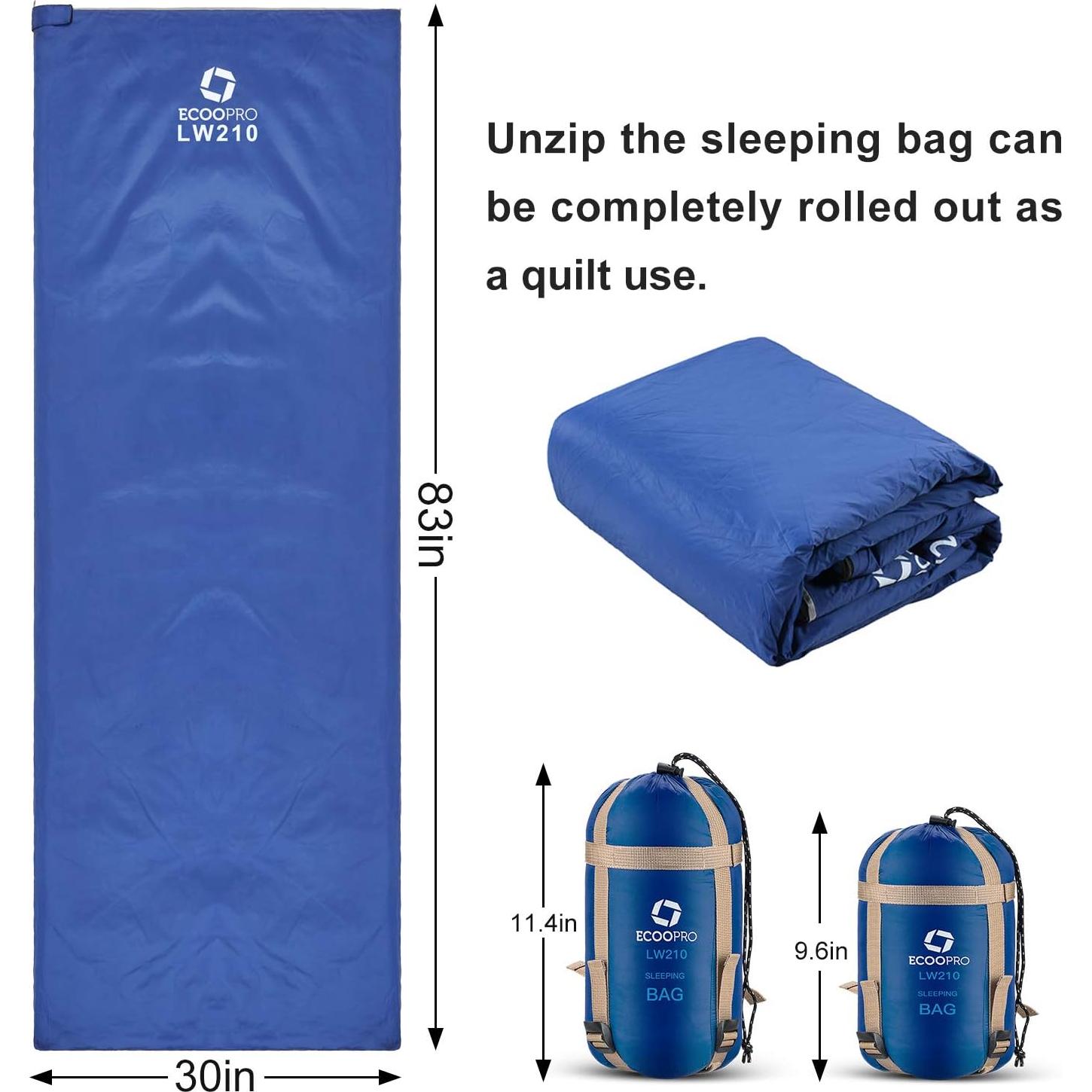 Saco de dormir ECOOPRO LW210 para clima cálido 210x76 cm