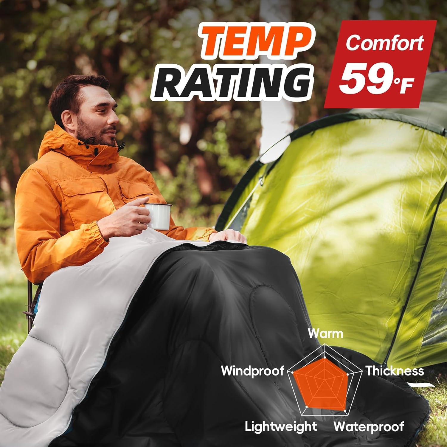 Saco de Dormir MEREZA XL Impermeable para Climas Fríos y Cálidos
