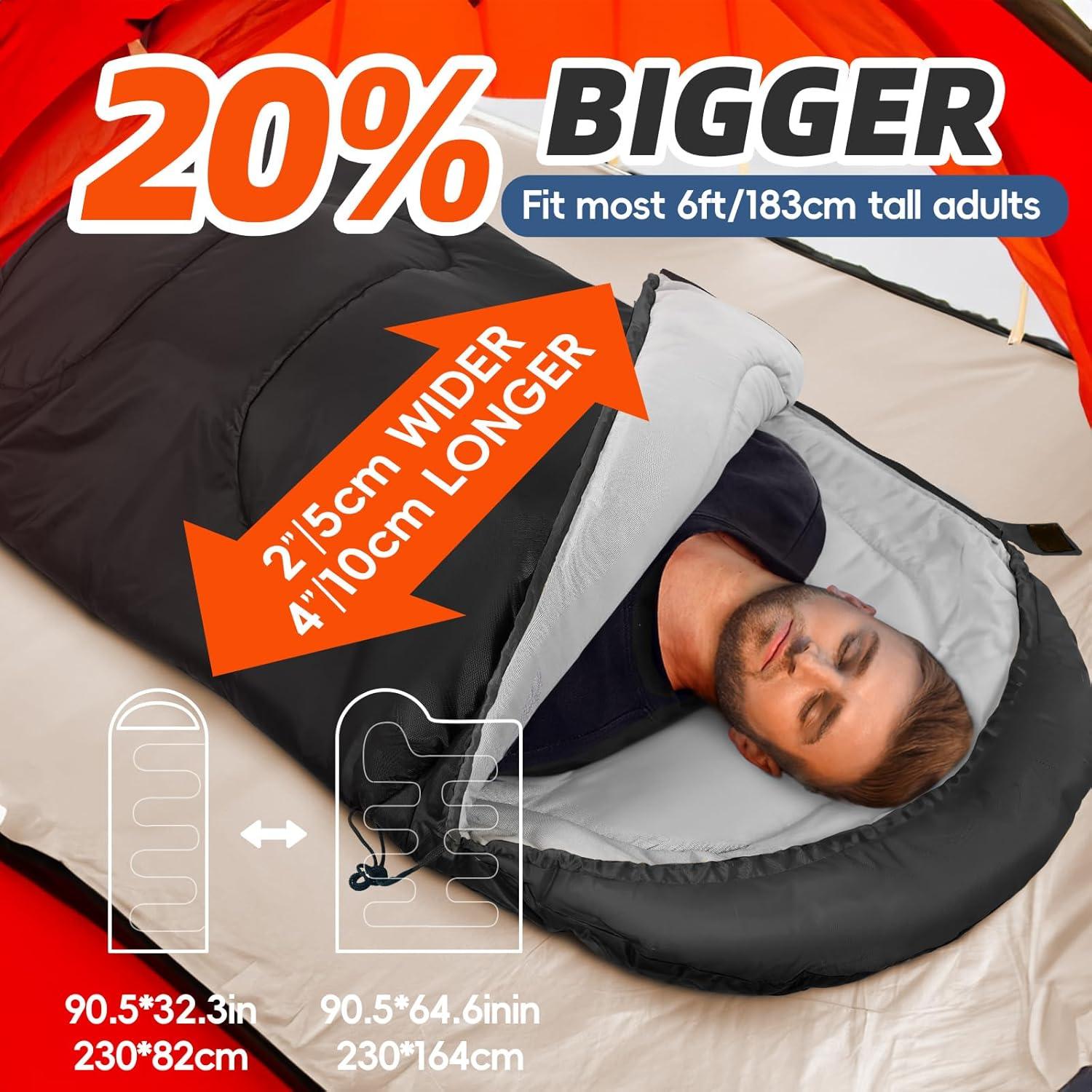 Saco de Dormir MEREZA XL Impermeable para Climas Fríos y Cálidos