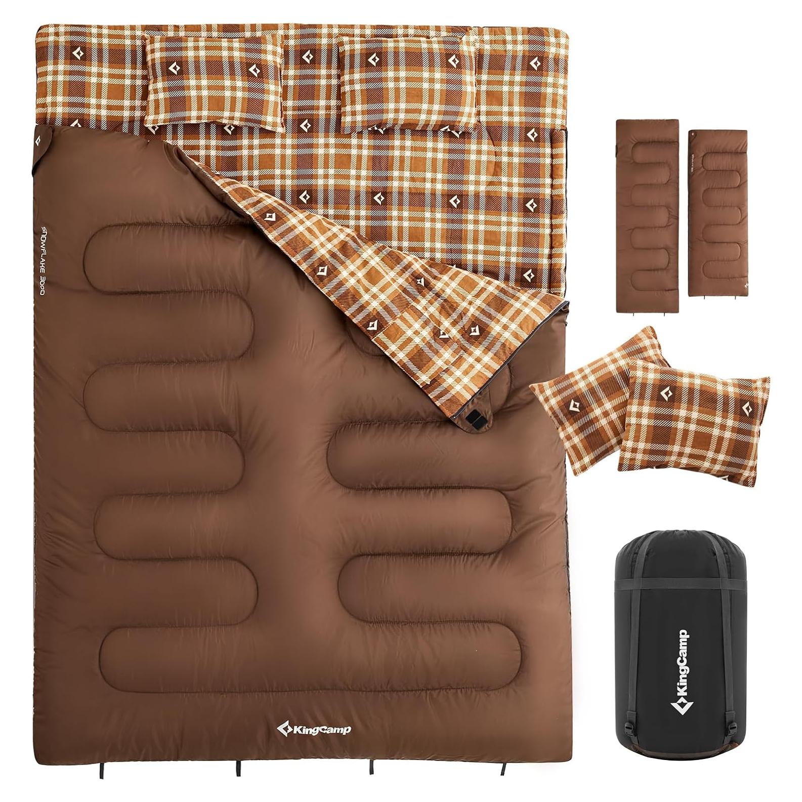 Saco de Dormir Doble KingCamp XXL para 2 Personas Impermeable