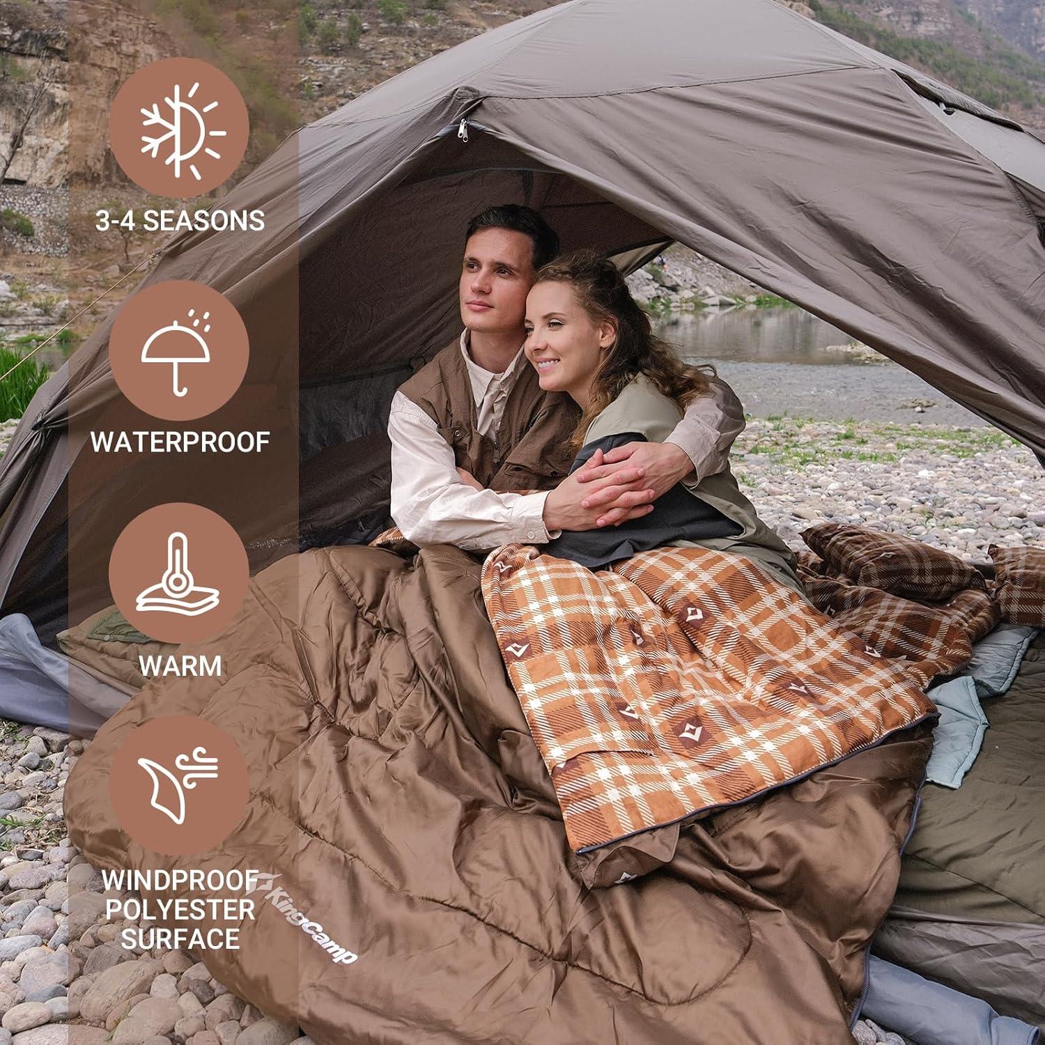 Saco de Dormir Doble KingCamp XXL para 2 Personas Impermeable