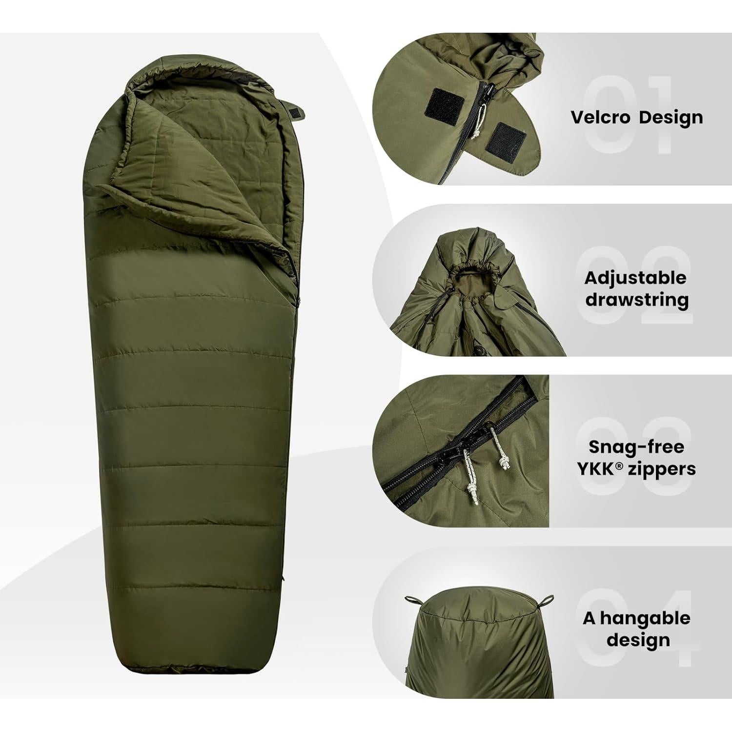 Saco de Dormir Momia OneTigris Bushcrafter 3 Estaciones 210x84 cm