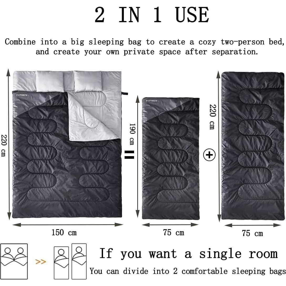 Saco de dormir doble Tuphen TP-2-SD XL 220x150 cm 3 estaciones