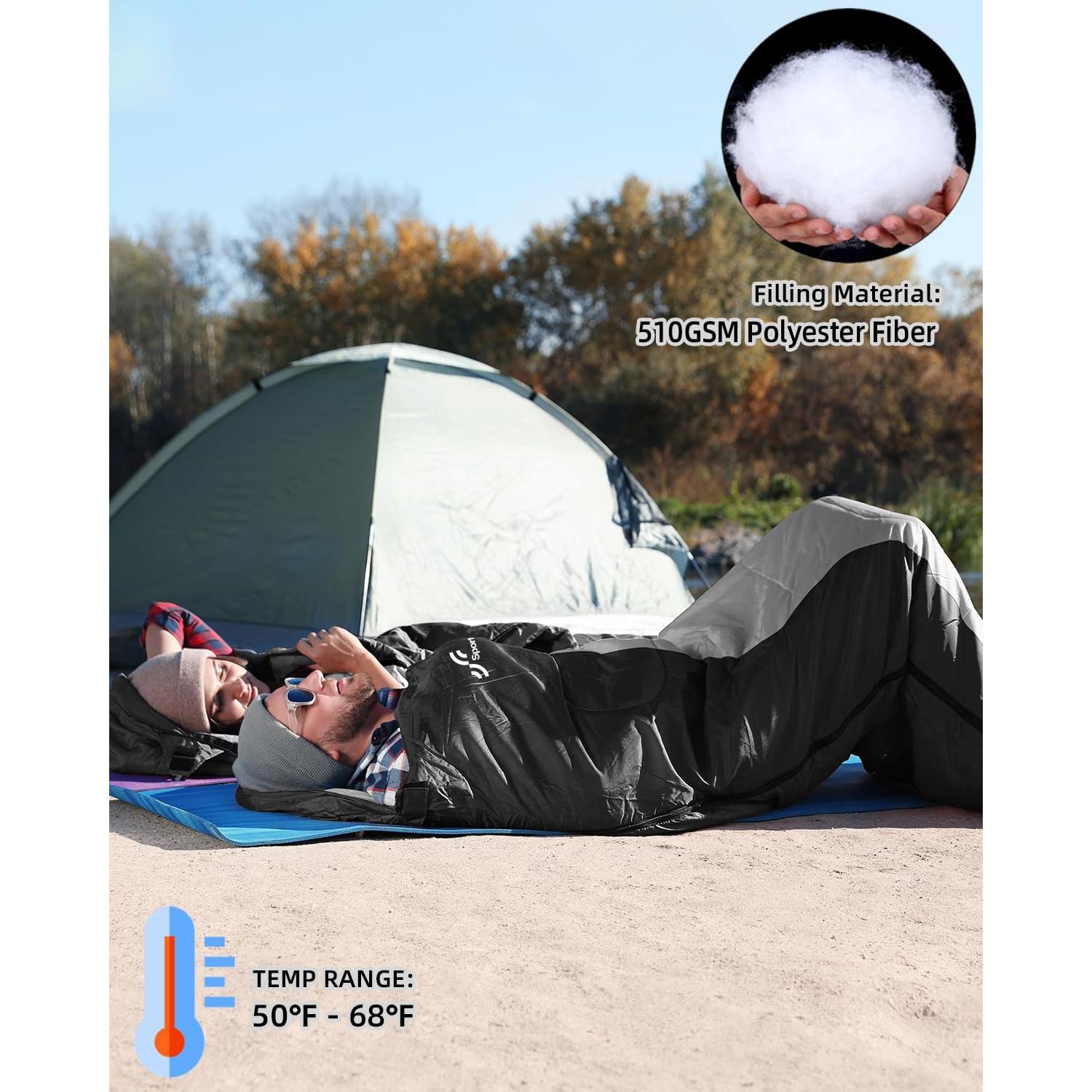 Saco de dormir Sportneer 4 estaciones 220x76cm negro