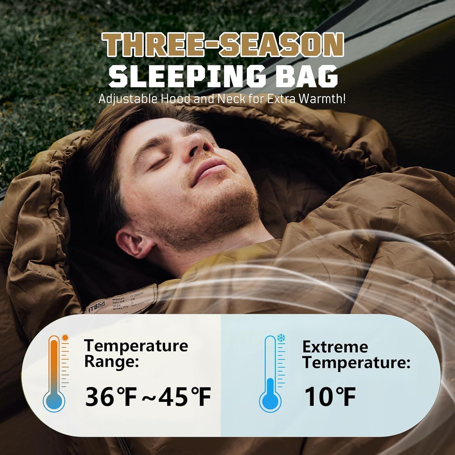 Saco de dormir 1TG Tactical 2-7°C para acampar y senderismo