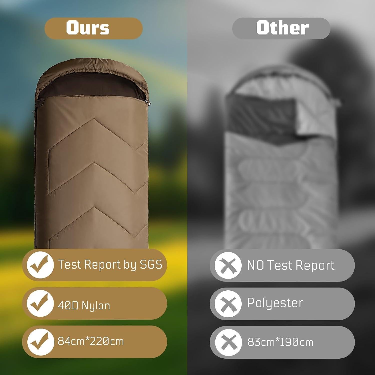 Saco de dormir 1TG Tactical 2-7°C para acampar y senderismo