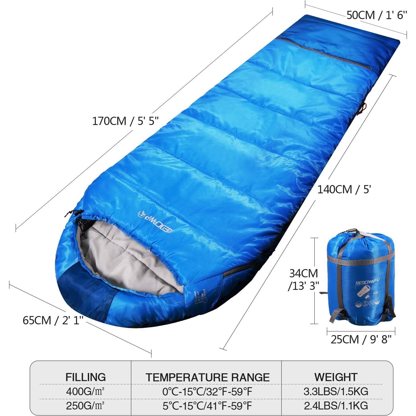 Saco de Dormir Tipo Momia REDCAMP para Niños 3 Temporadas Azul