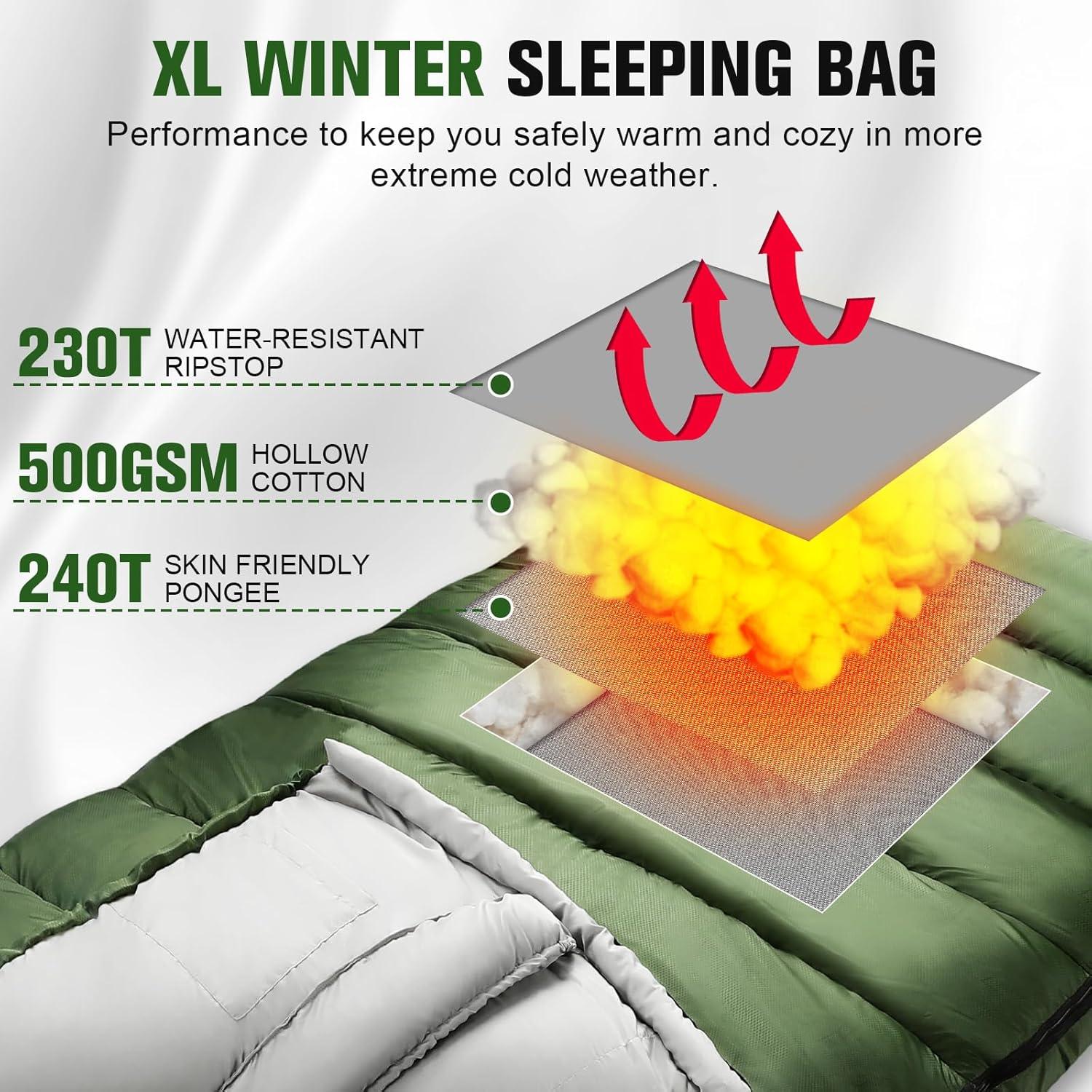 Saco de Dormir WERTYCITY XL para Clima Frío y Cálido 1 Persona