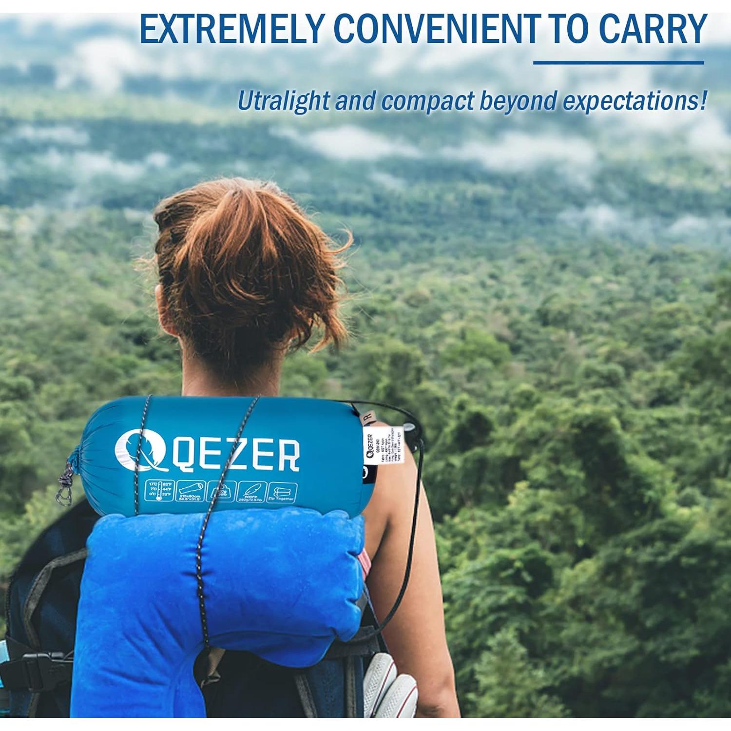 Saco de dormir momia QEZER 600FP ultraligero 215.7x80cm