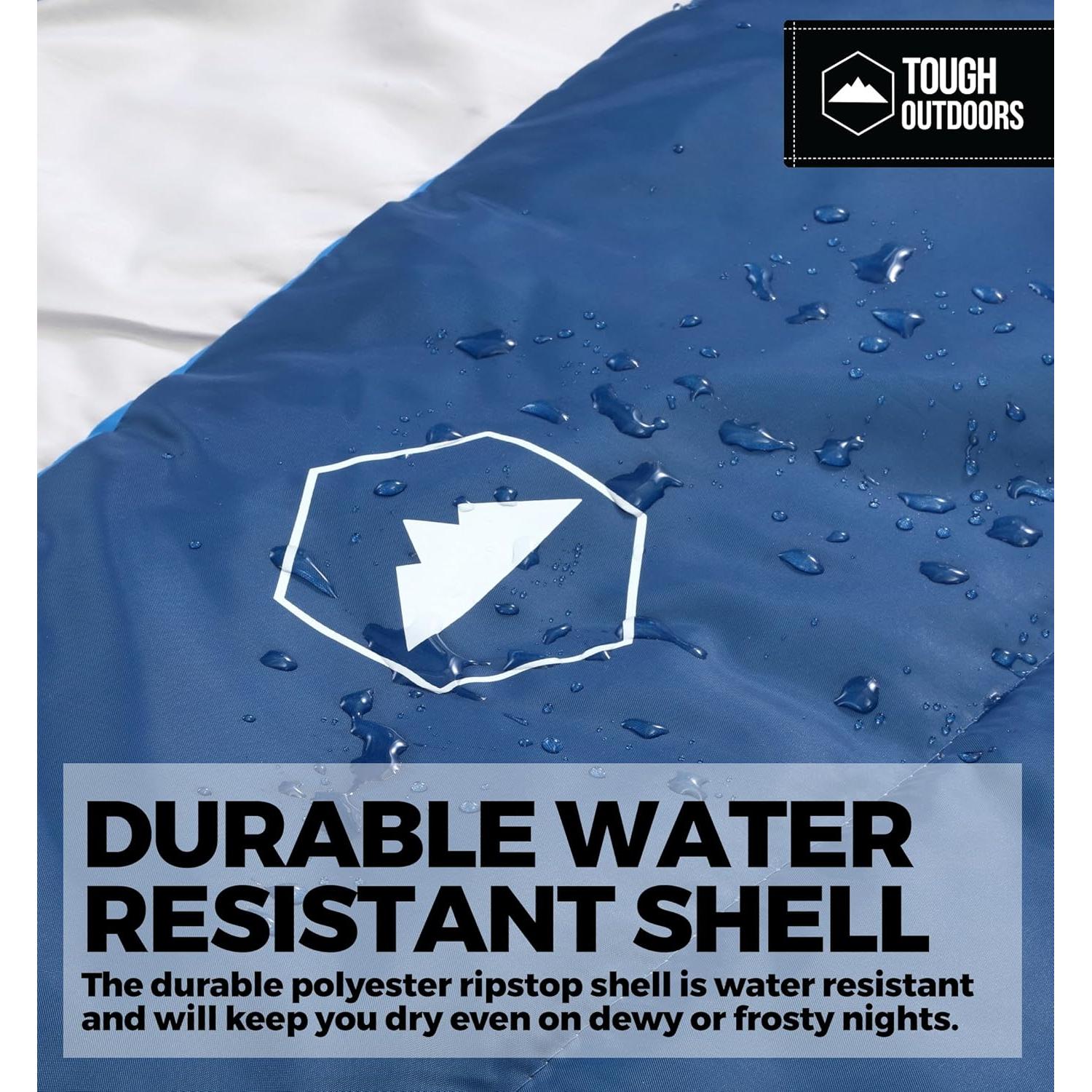 Saco de Dormir XL Tough Outdoors 4-15°C Impermeable 223.5x86.4cm