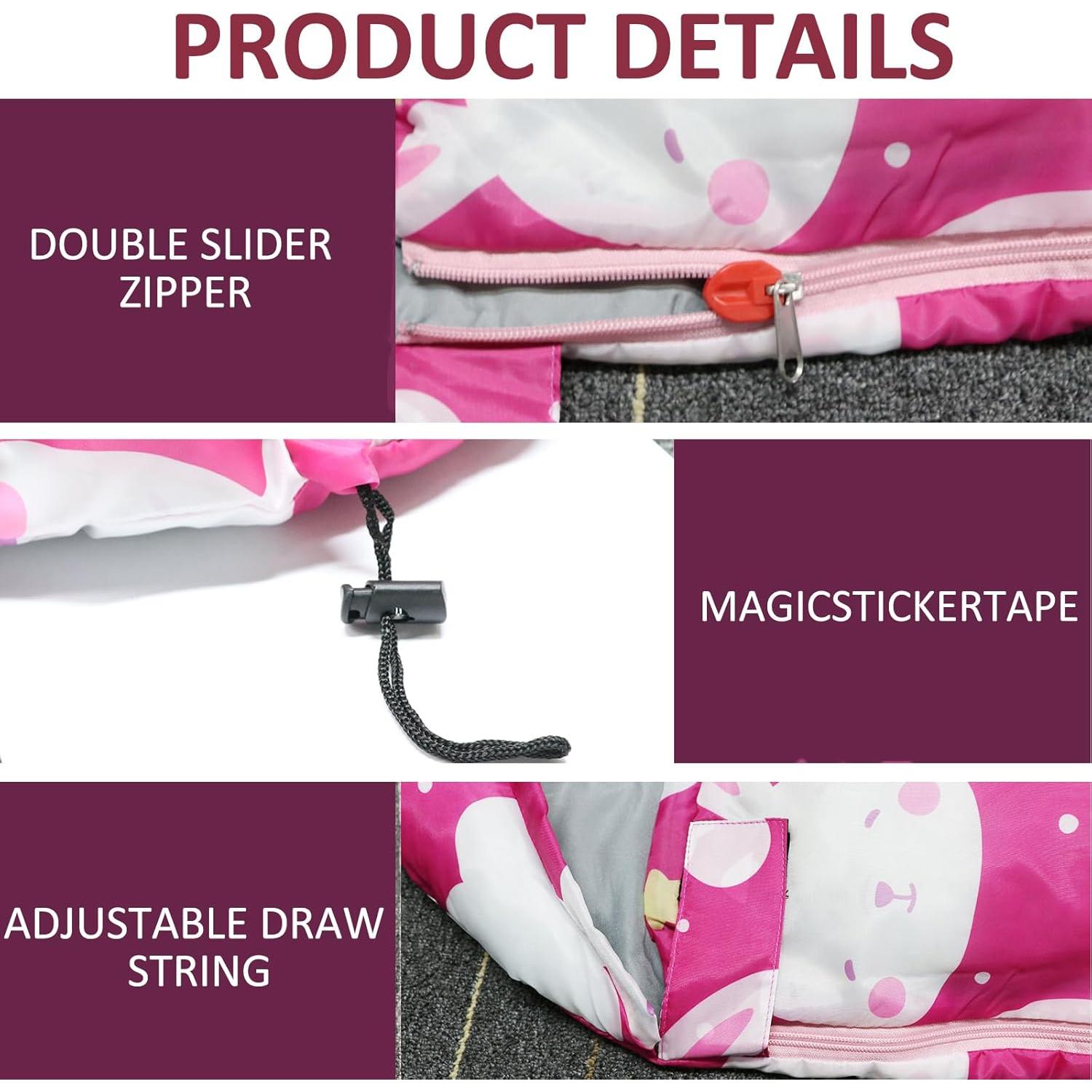 Saco de dormir para niños Tuphen 3 estaciones Rosa 155x60cm