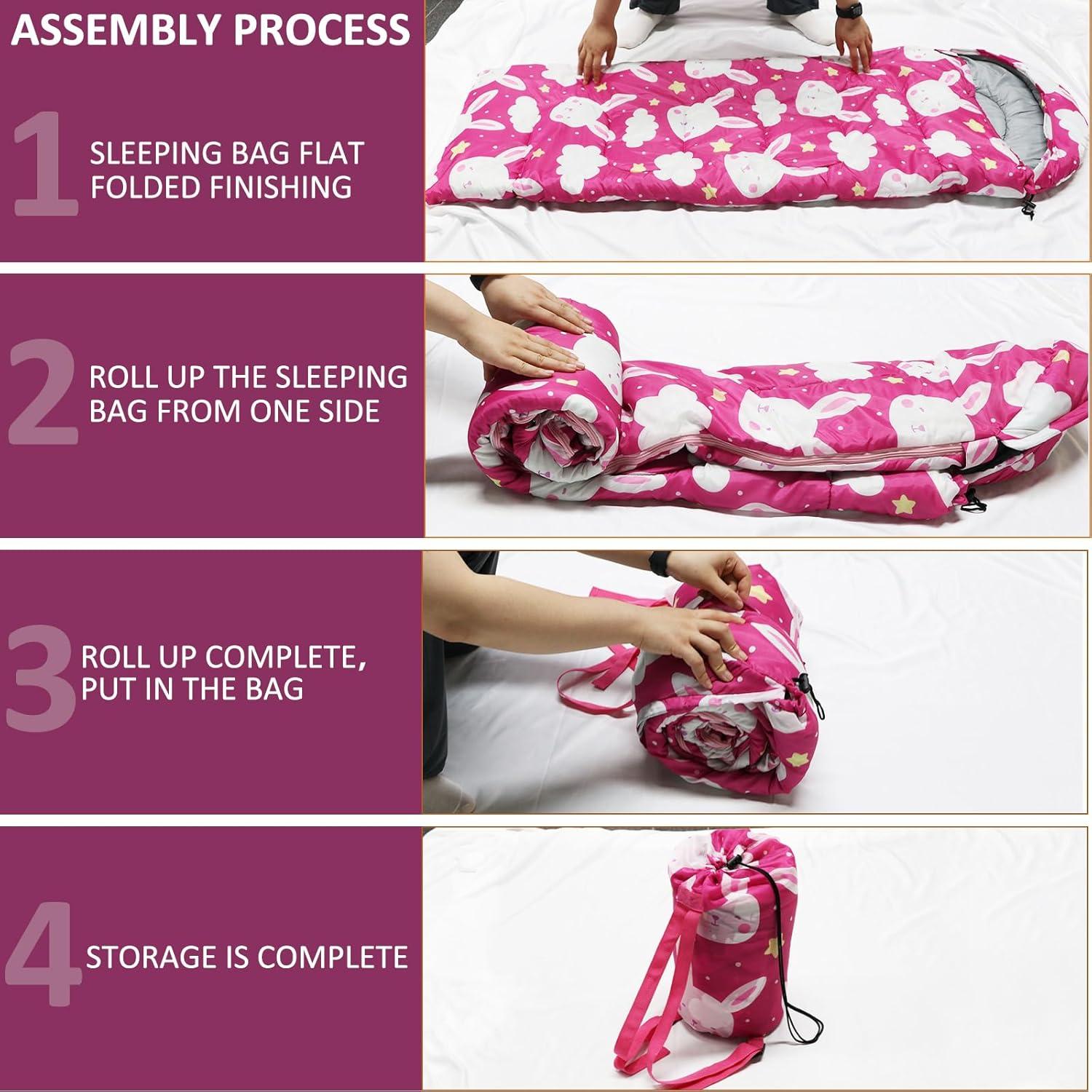 Saco de dormir para niños Tuphen 3 estaciones Rosa 155x60cm