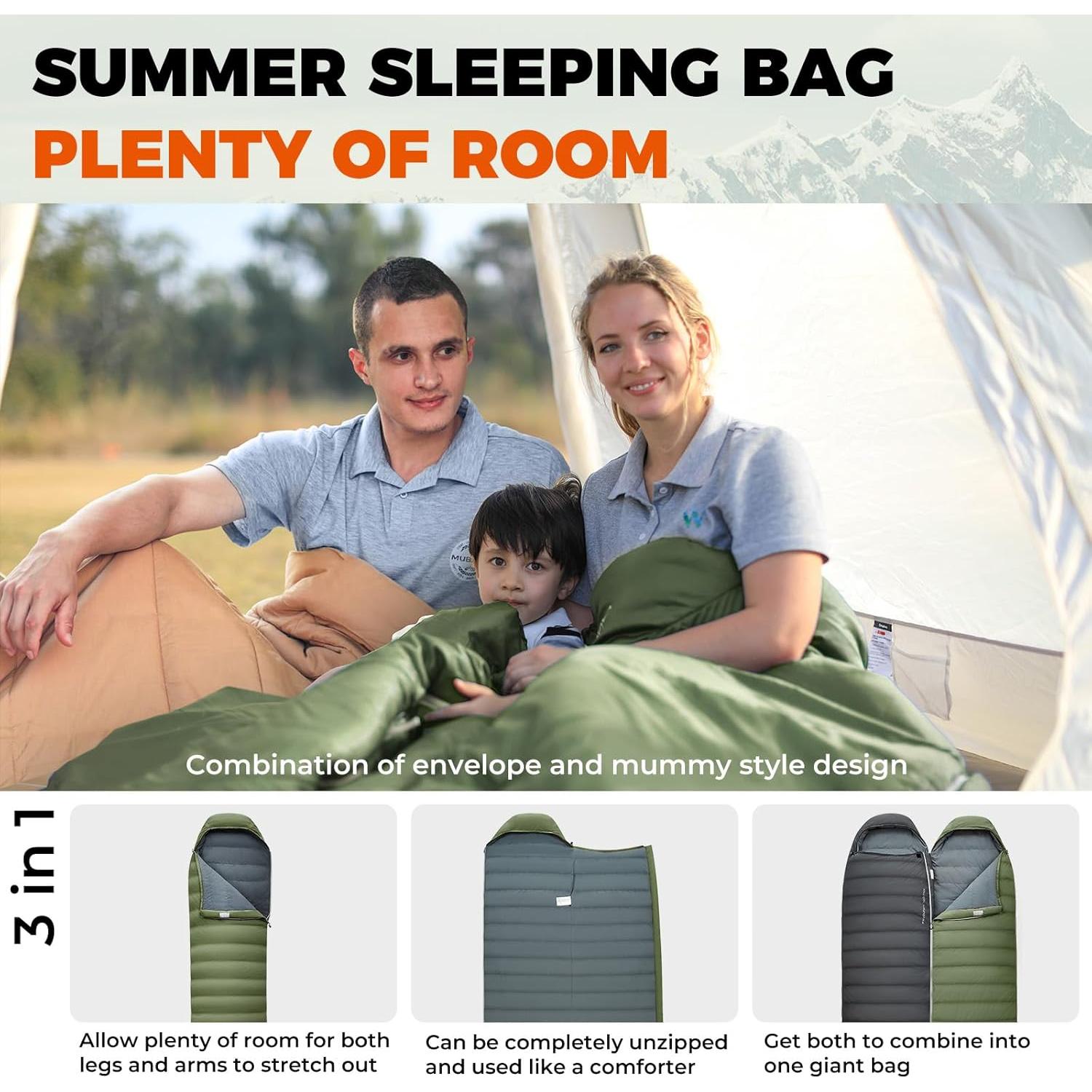 Saco de Dormir KingCamp Plumas 700 FP 3-4 Temporadas Verde