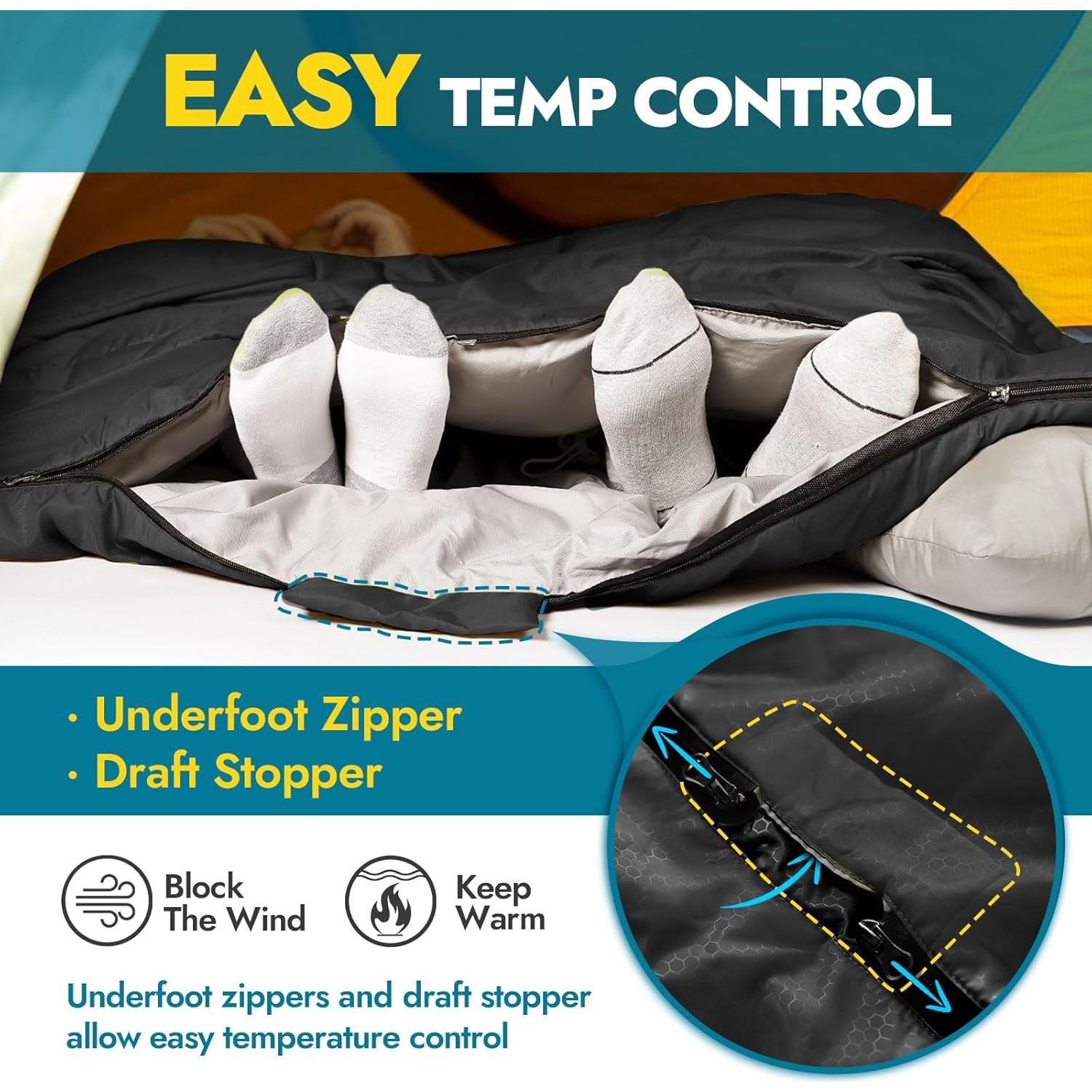 Saco de Dormir Doble CANWAY Reina 220x150cm para 2 Personas