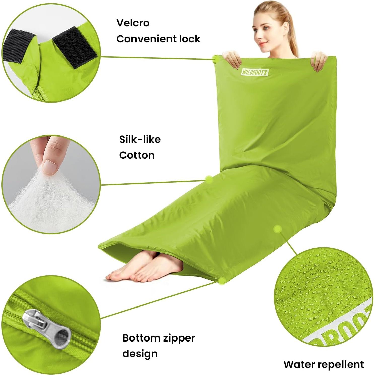 Saco de Dormir WILDROOTS Verde 3 Estaciones 189.9x74.9 cm