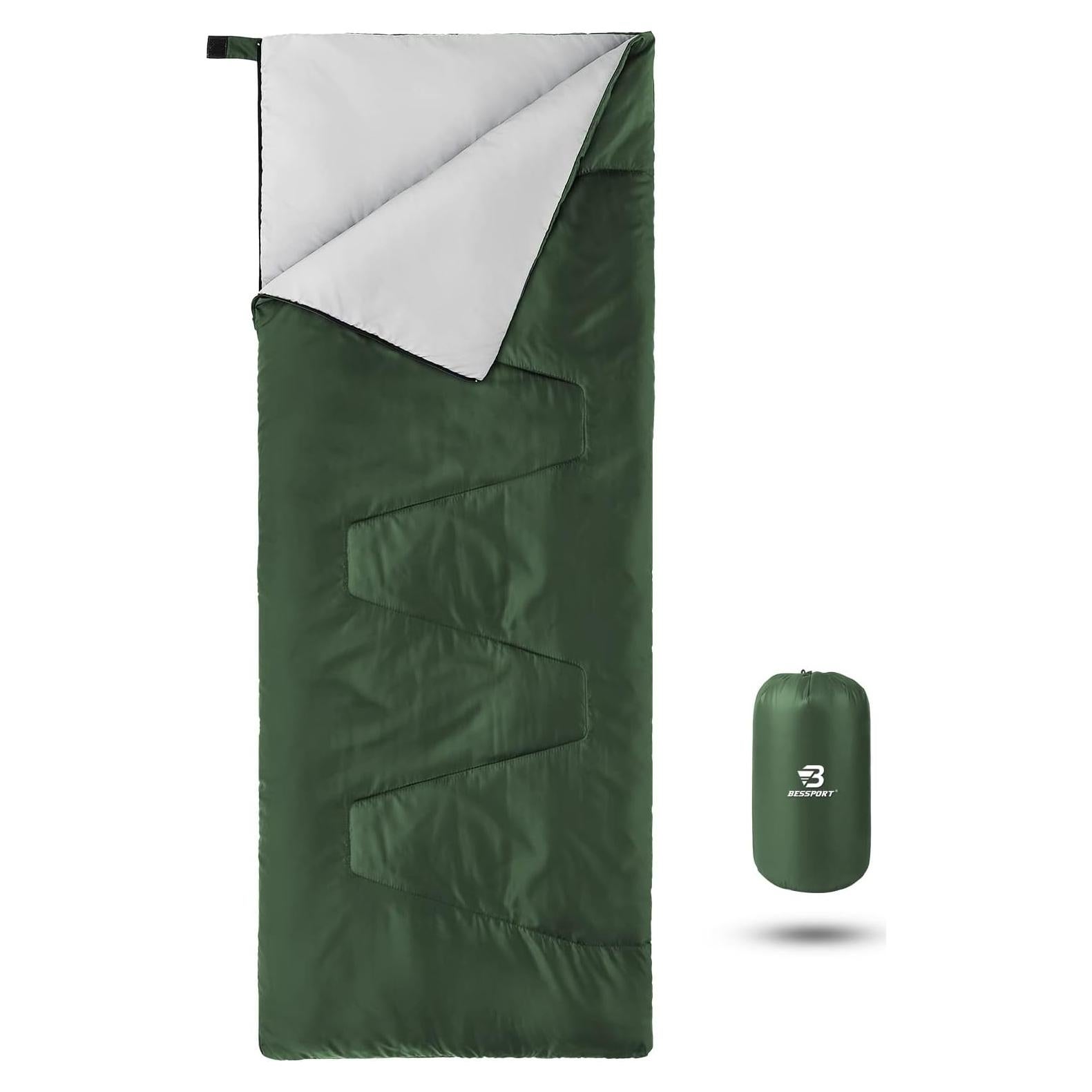 Saco de dormir Bessport ultraligero 3 estaciones verde 1 persona