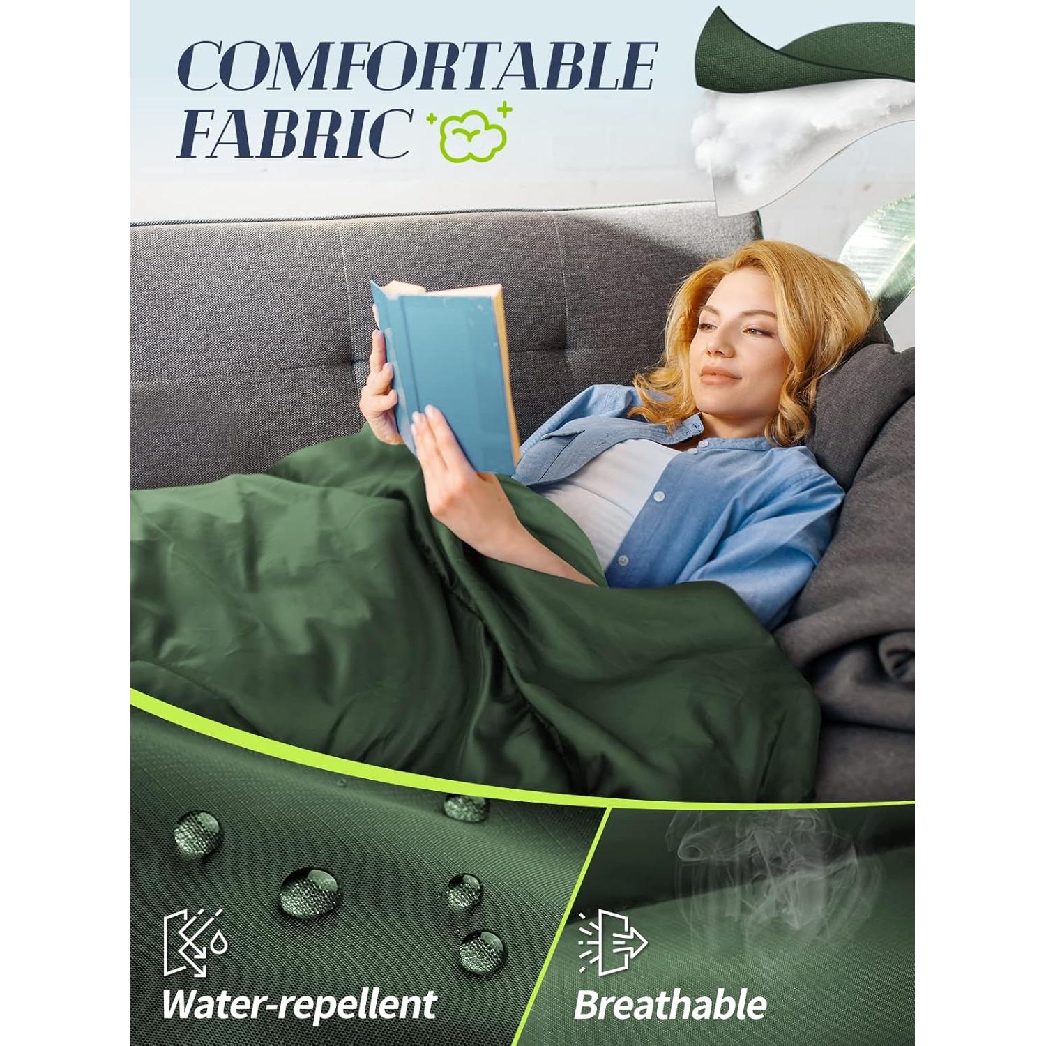 Saco de dormir Bessport ultraligero 3 estaciones verde 1 persona