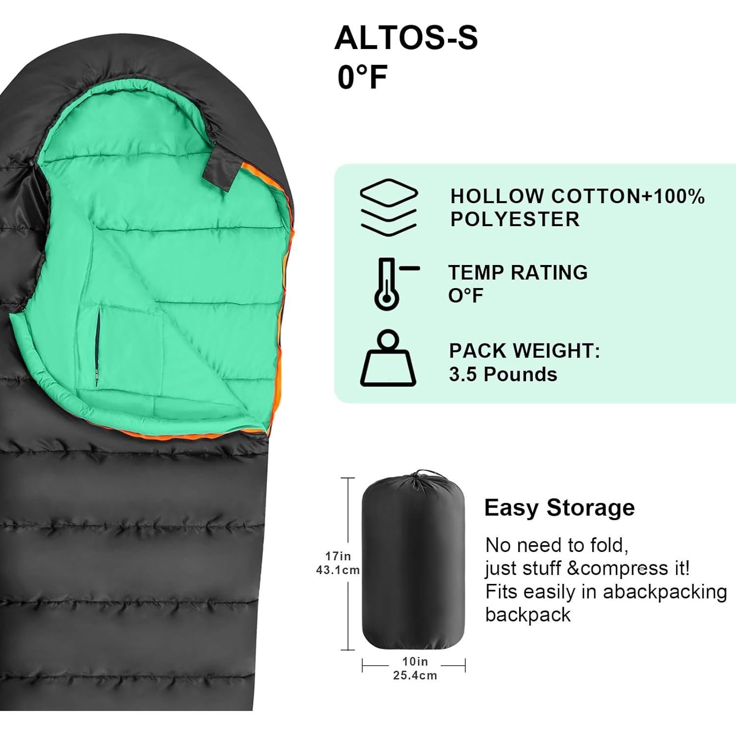 Saco de dormir KAMPKEEPER 3-4 temporadas impermeable 1.59kg