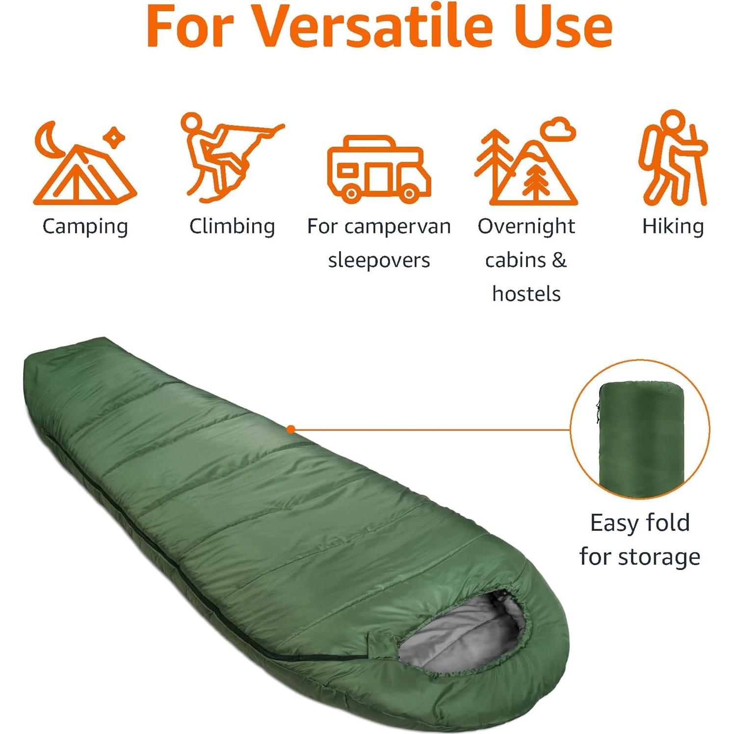 Saco de dormir Amazon Basics para clima frío - Verde Oliva