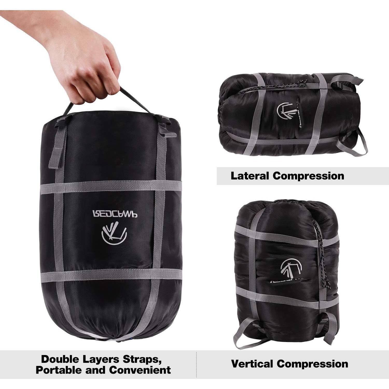 Saco de Dormir REDCAMP XXL Negro 63L para Camping y Mochileo