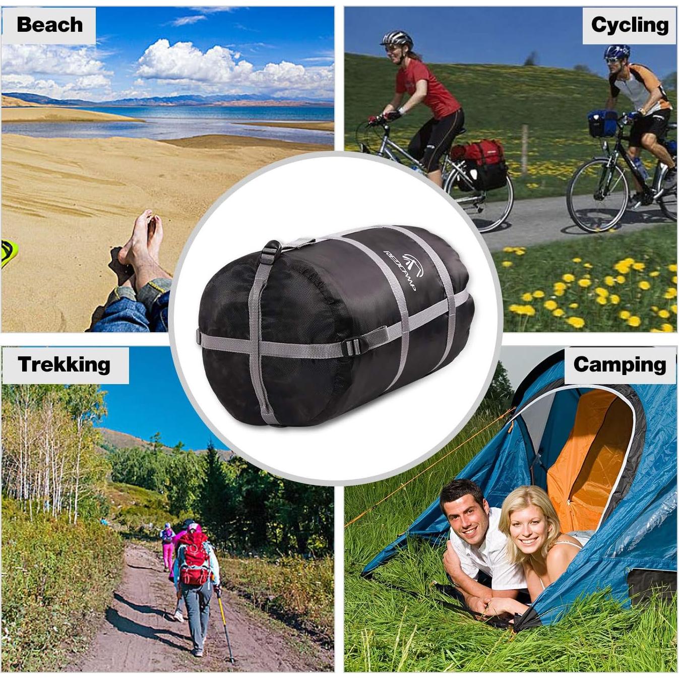 Saco de Dormir REDCAMP XXL Negro 63L para Camping y Mochileo