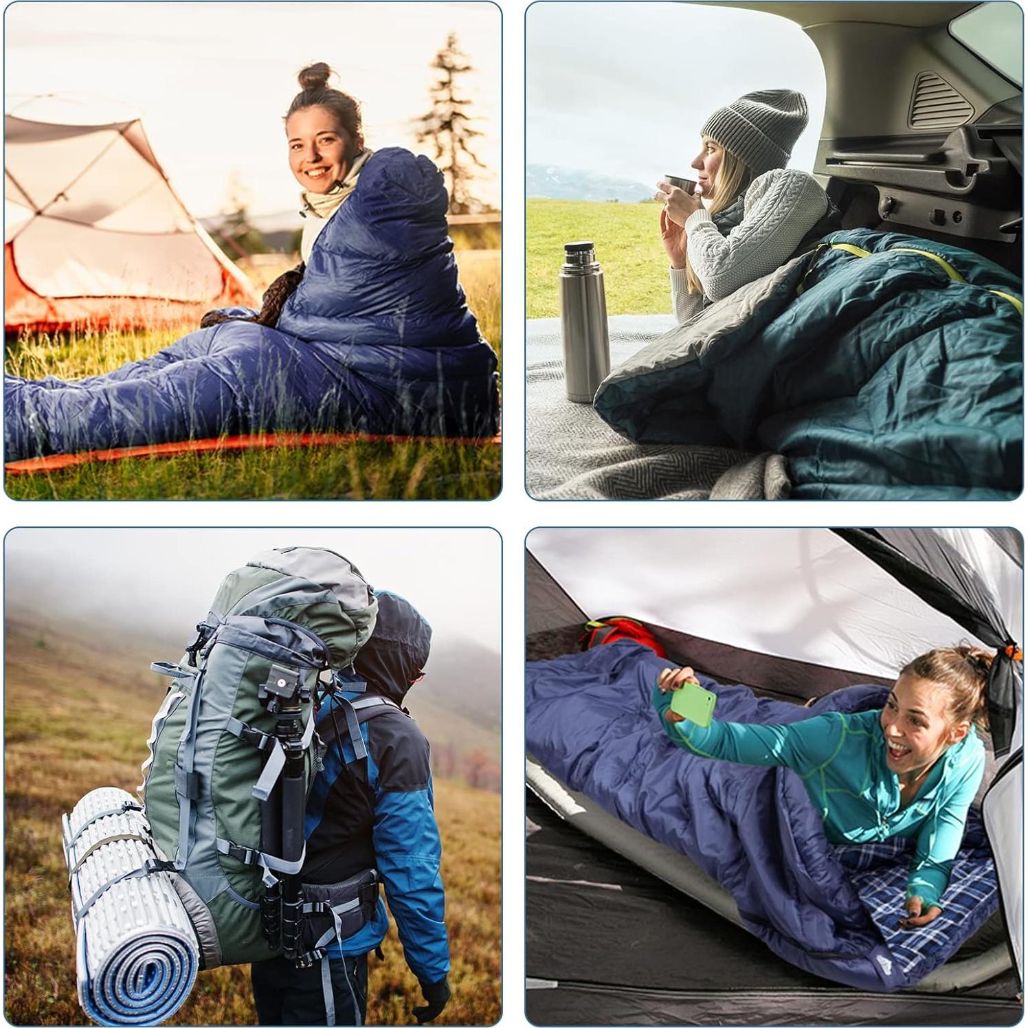 Saco de dormir AGEMORE XXL Algodón Flannel Impermeable 3-4 Estaciones