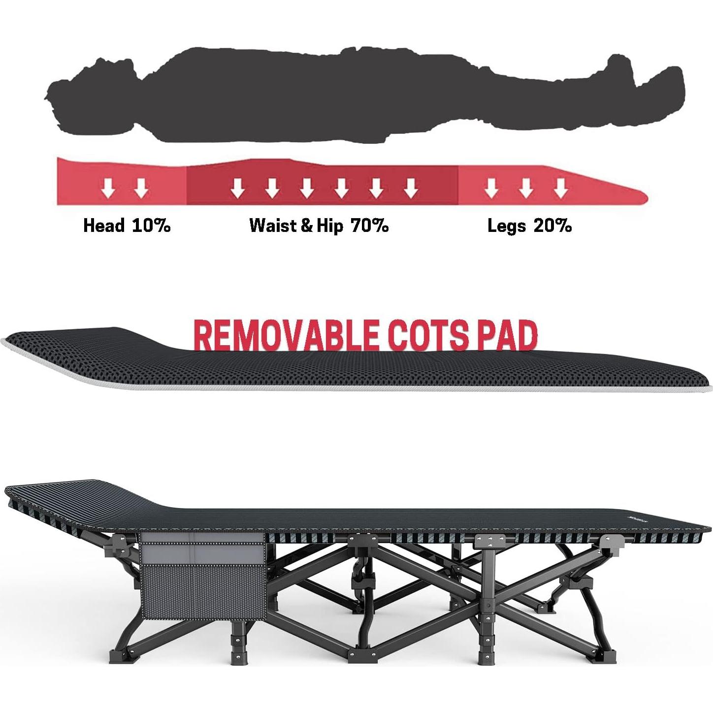 Cama de Camping Plegable ATORPOK con Cojín Desmontable 204 kg