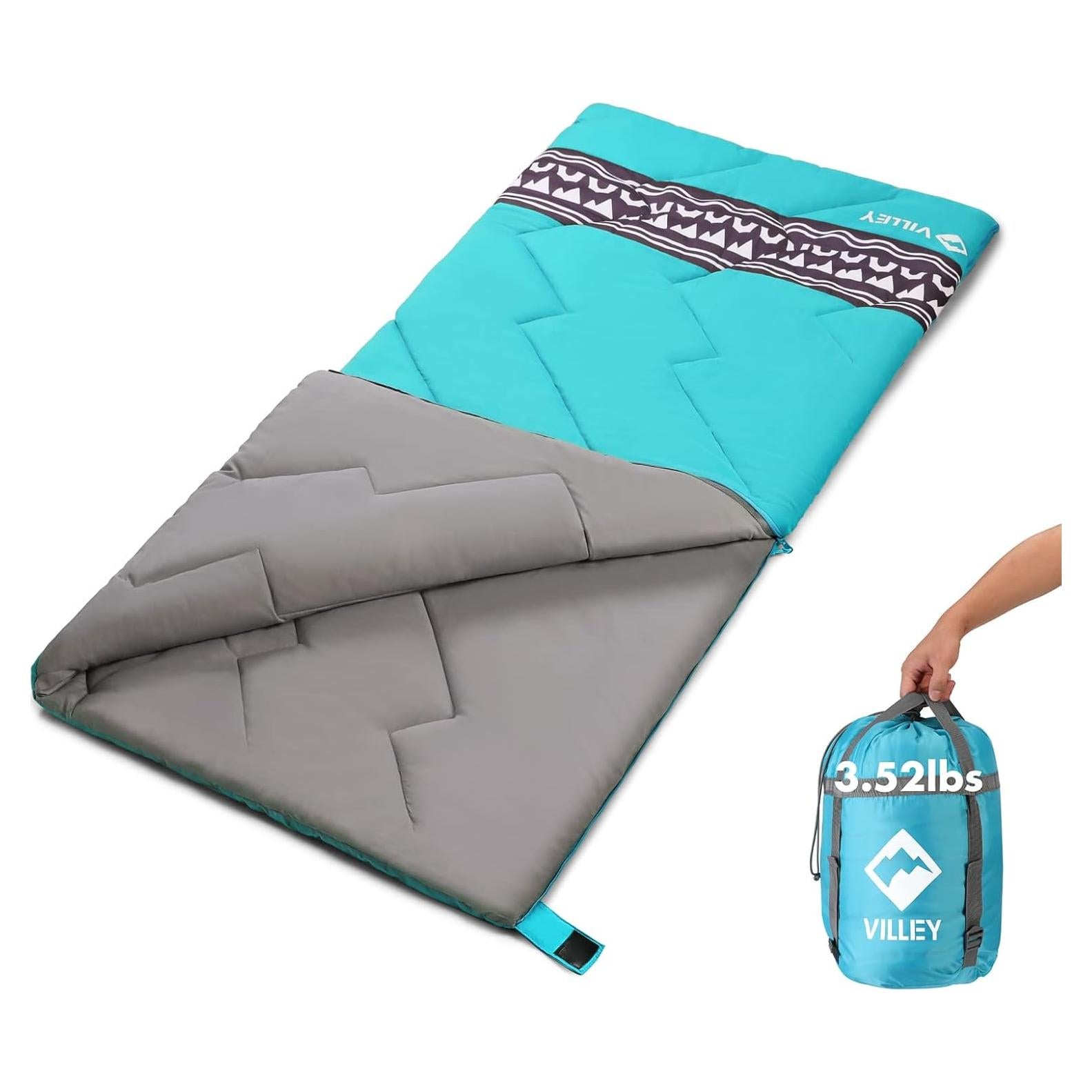 Saco de Dormir VILLEY Ligero 3 Temporadas 190.5x80cm Azul