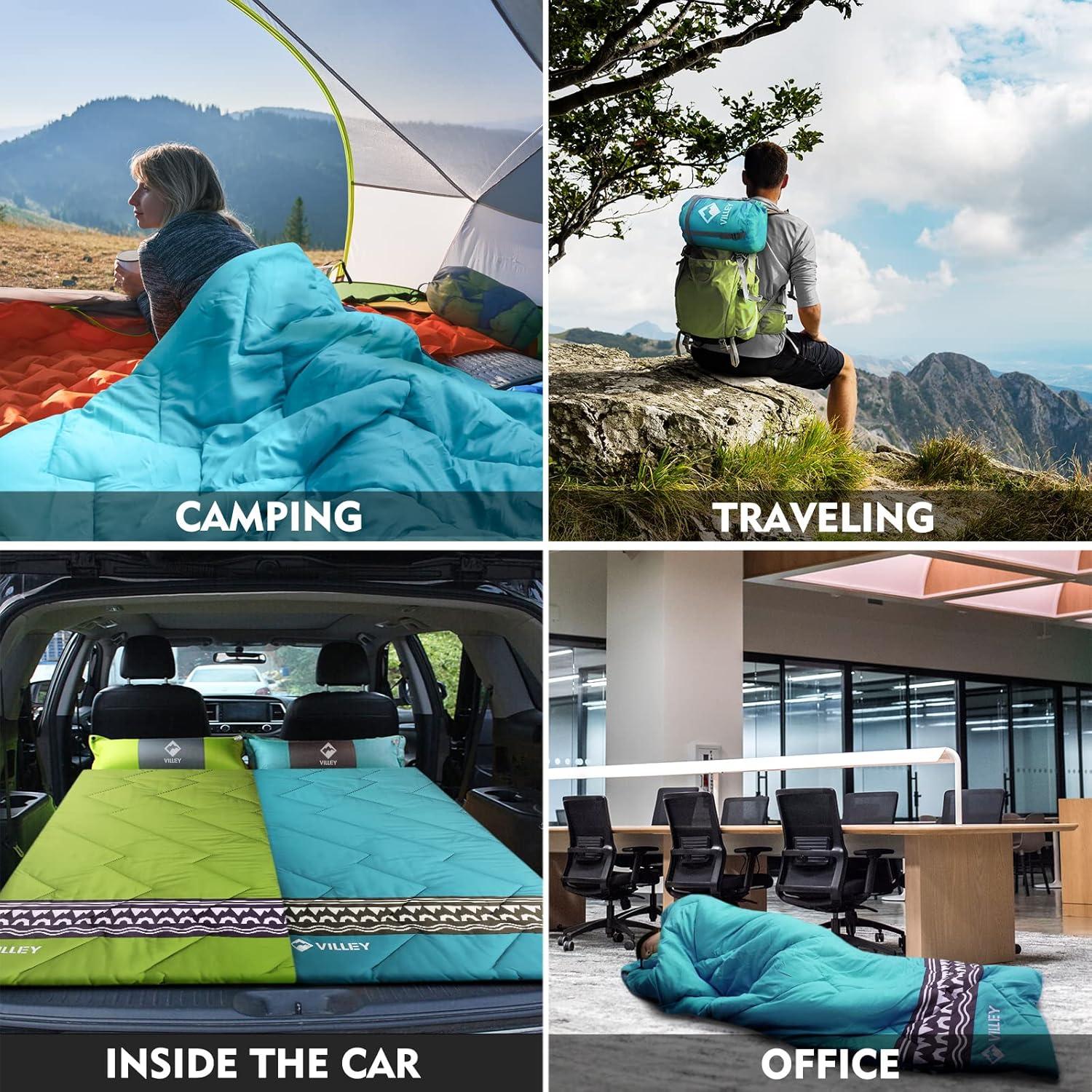 Saco de Dormir VILLEY Ligero 3 Temporadas 190.5x80cm Azul