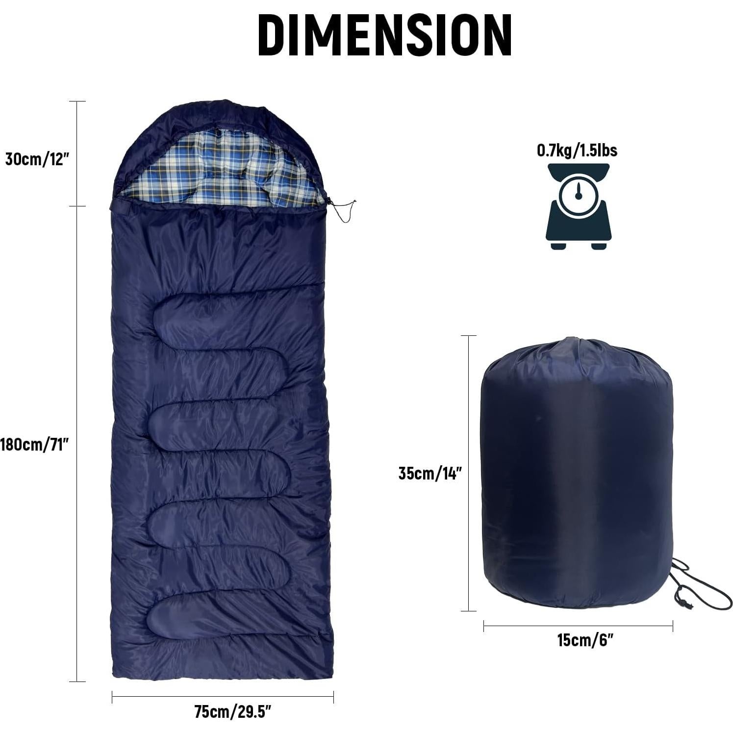 Saco de Dormir Impermeable XFGSYXS 4 Estaciones 210x75cm