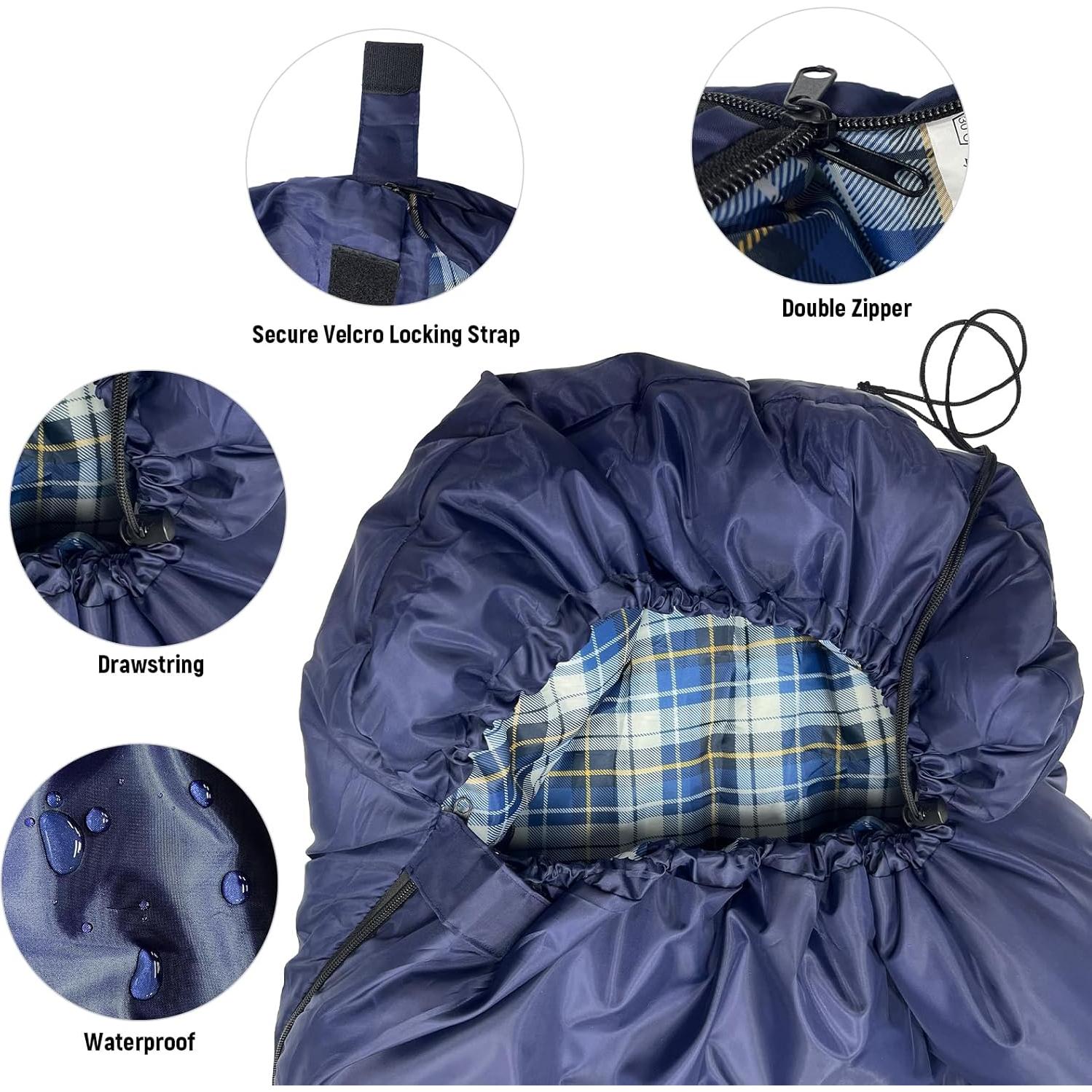 Saco de Dormir Impermeable XFGSYXS 4 Estaciones 210x75cm