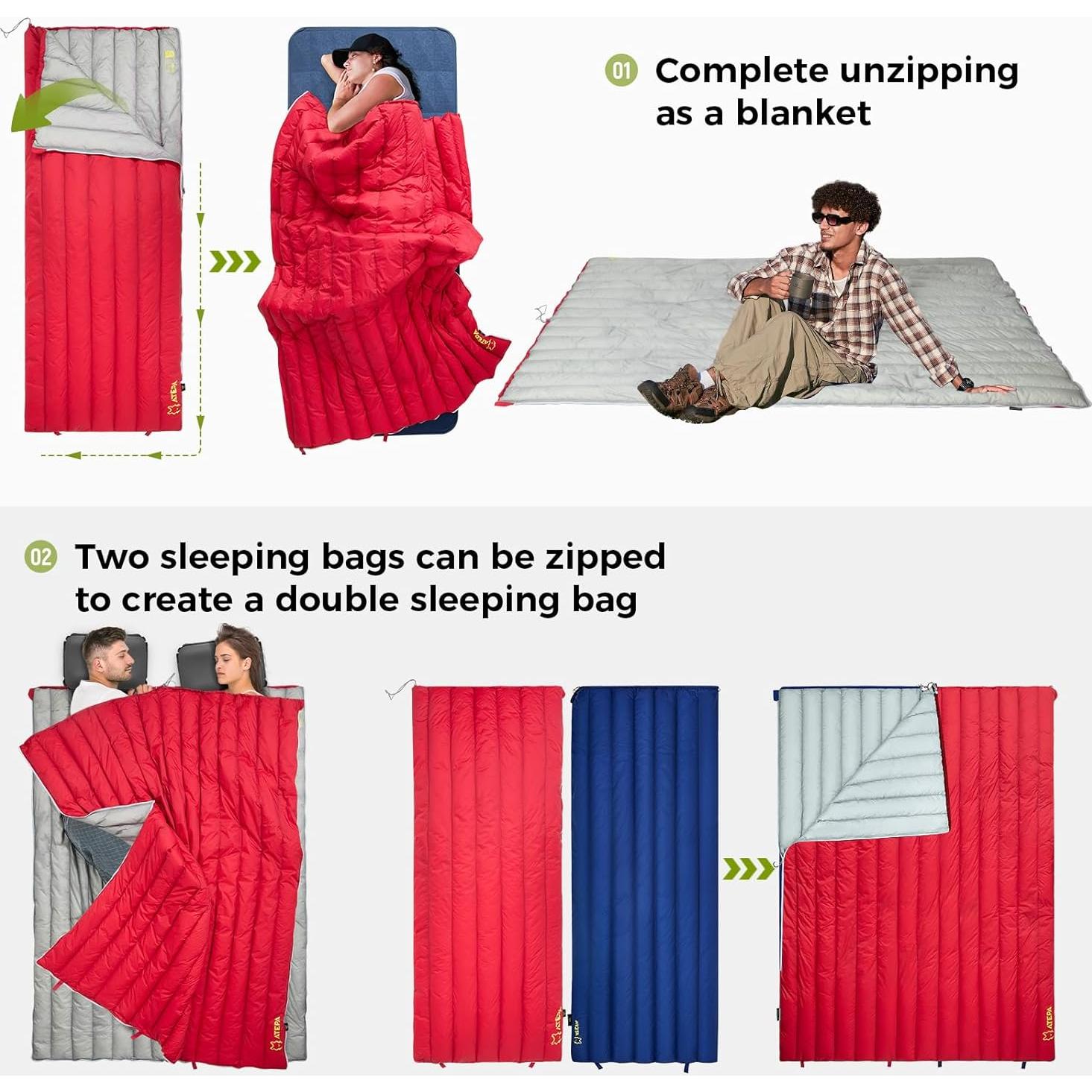 Saco de dormir ATEPA SEATTLE 300 ultraligero 10-15°C 3 estaciones