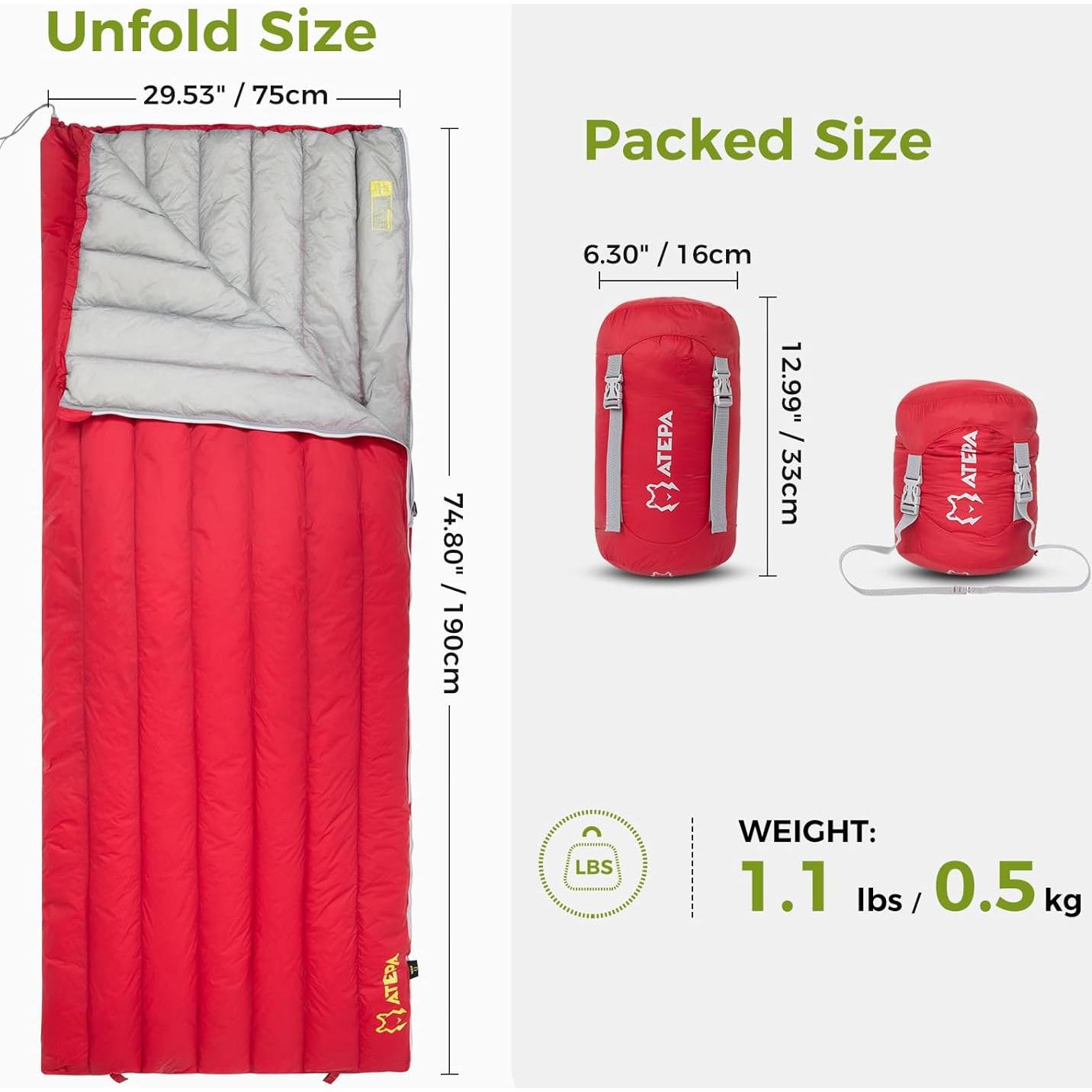 Saco de dormir ATEPA SEATTLE 300 ultraligero 10-15°C 3 estaciones